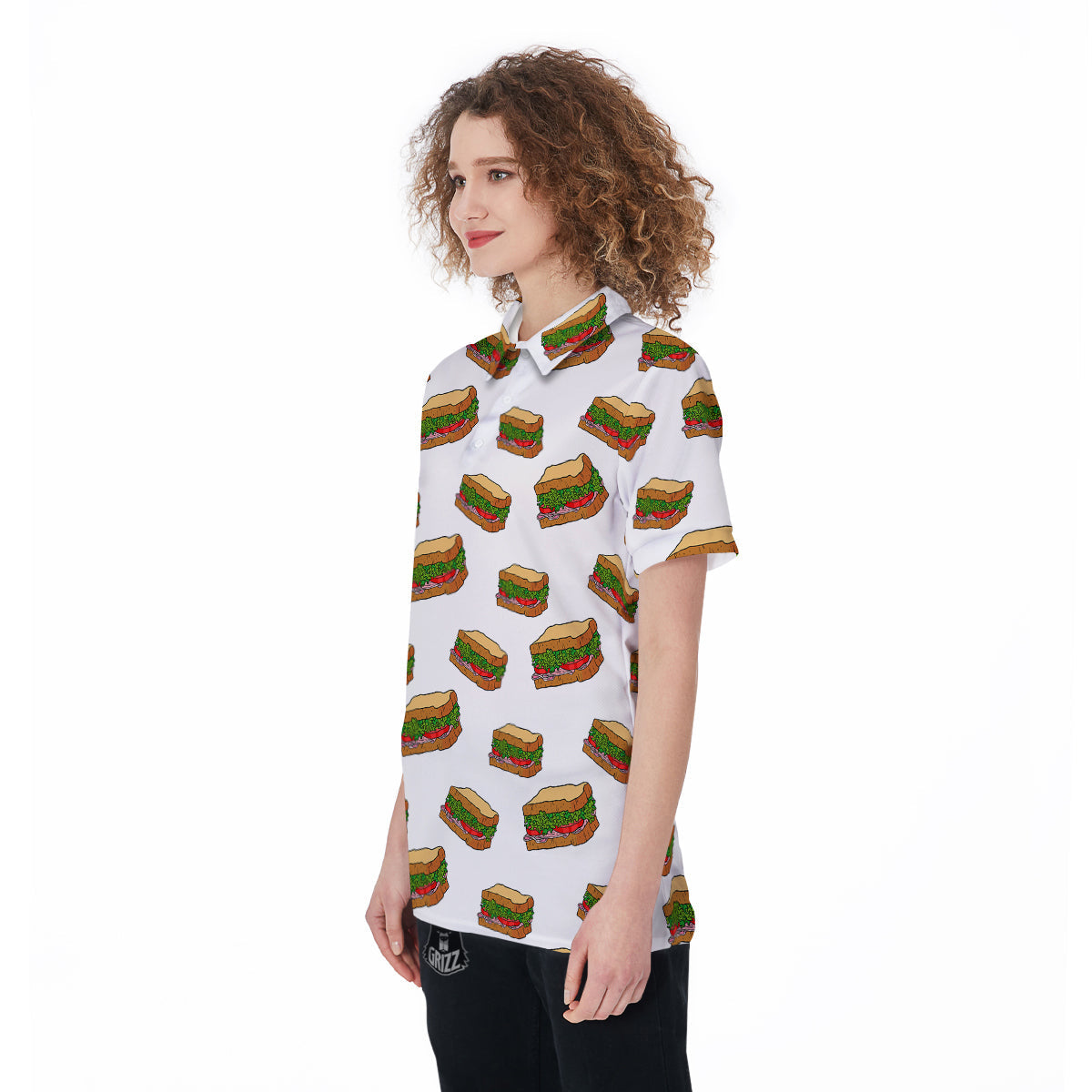 Sandwiches White Print Pattern Women's Golf Shirts-grizzshop