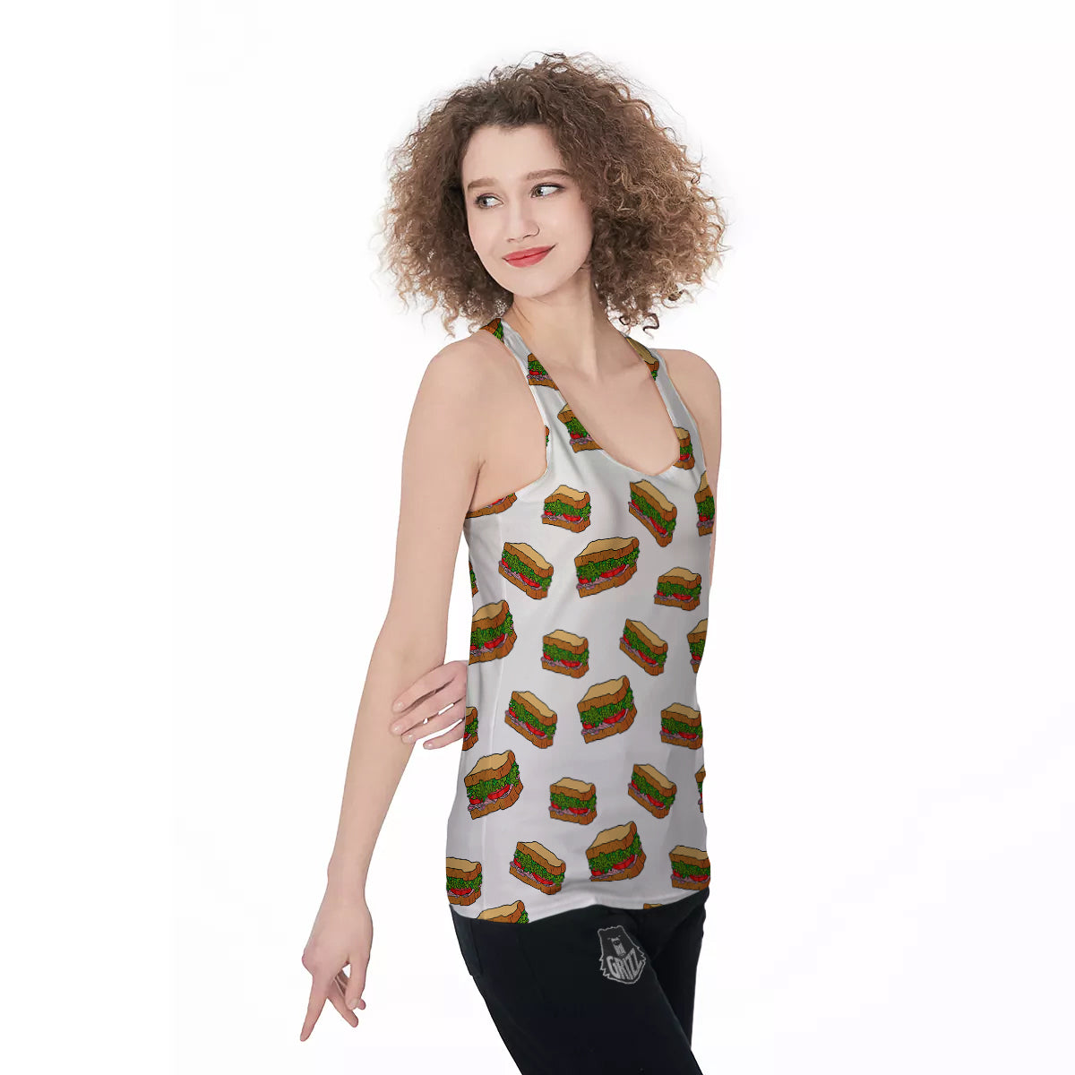 Sandwiches White Print Pattern Women's Racerback Tank Top-grizzshop