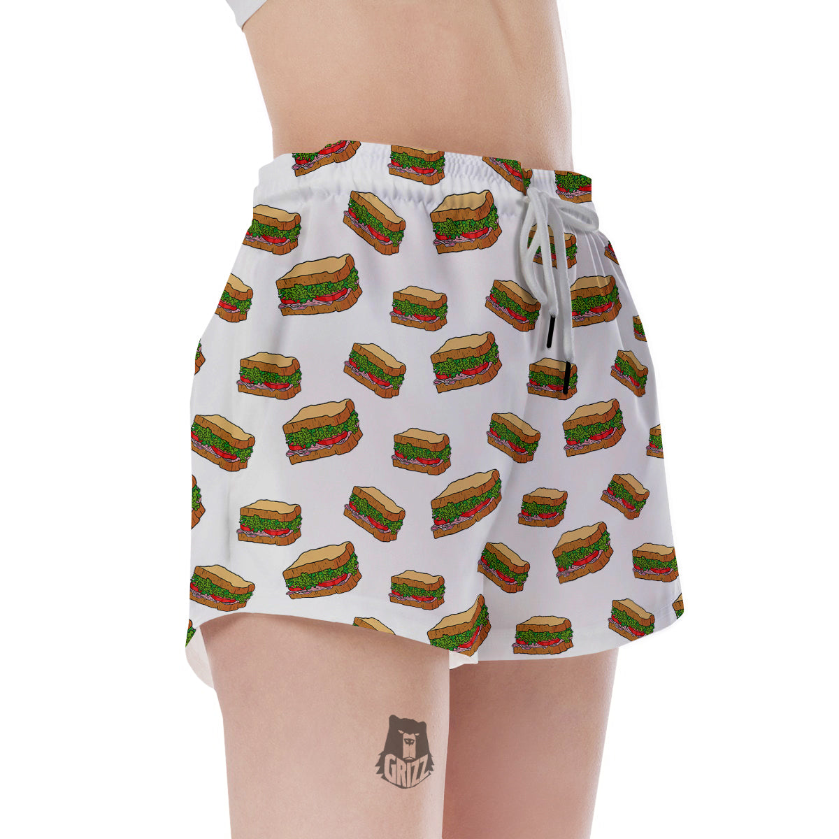 Sandwiches White Print Pattern Women's Shorts-grizzshop