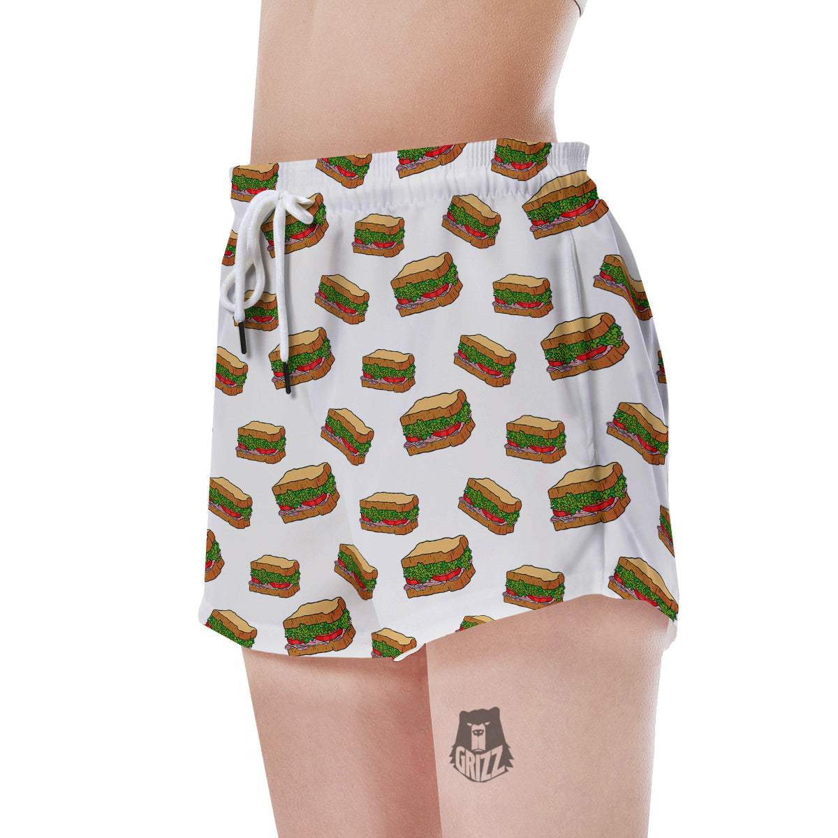 Sandwiches White Print Pattern Women's Shorts-grizzshop