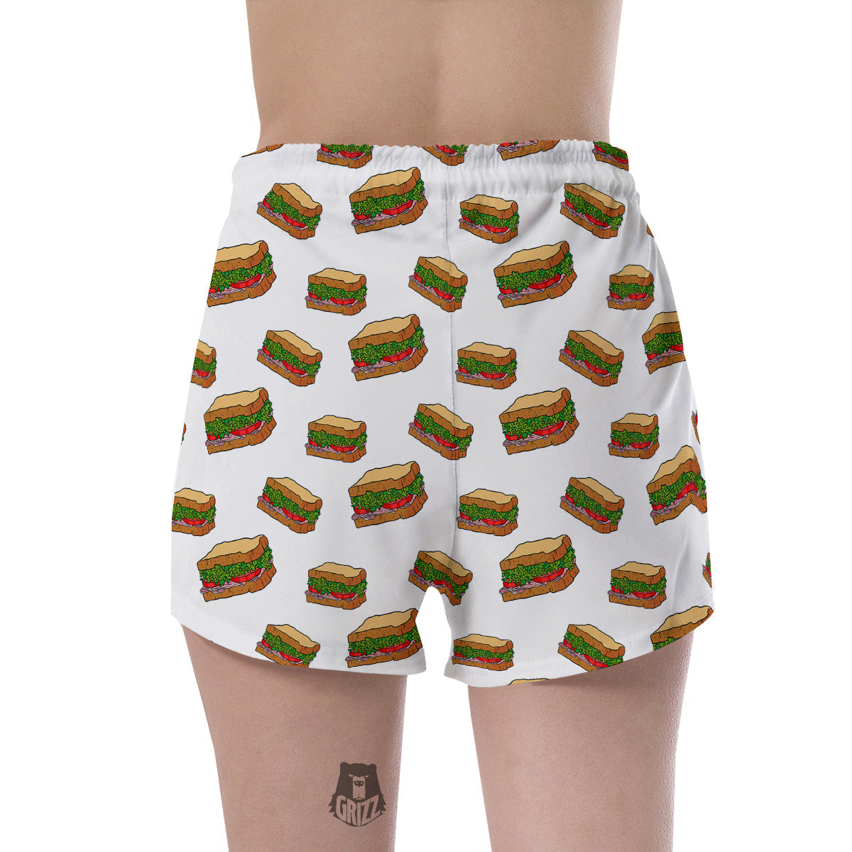 Sandwiches White Print Pattern Women's Shorts-grizzshop