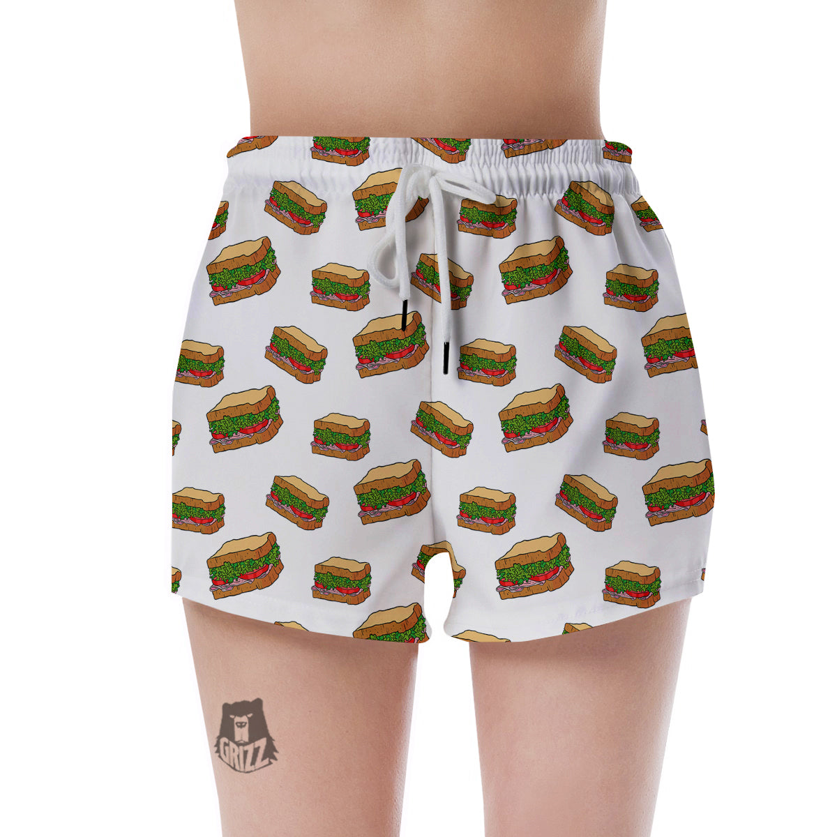 Sandwiches White Print Pattern Women's Shorts-grizzshop