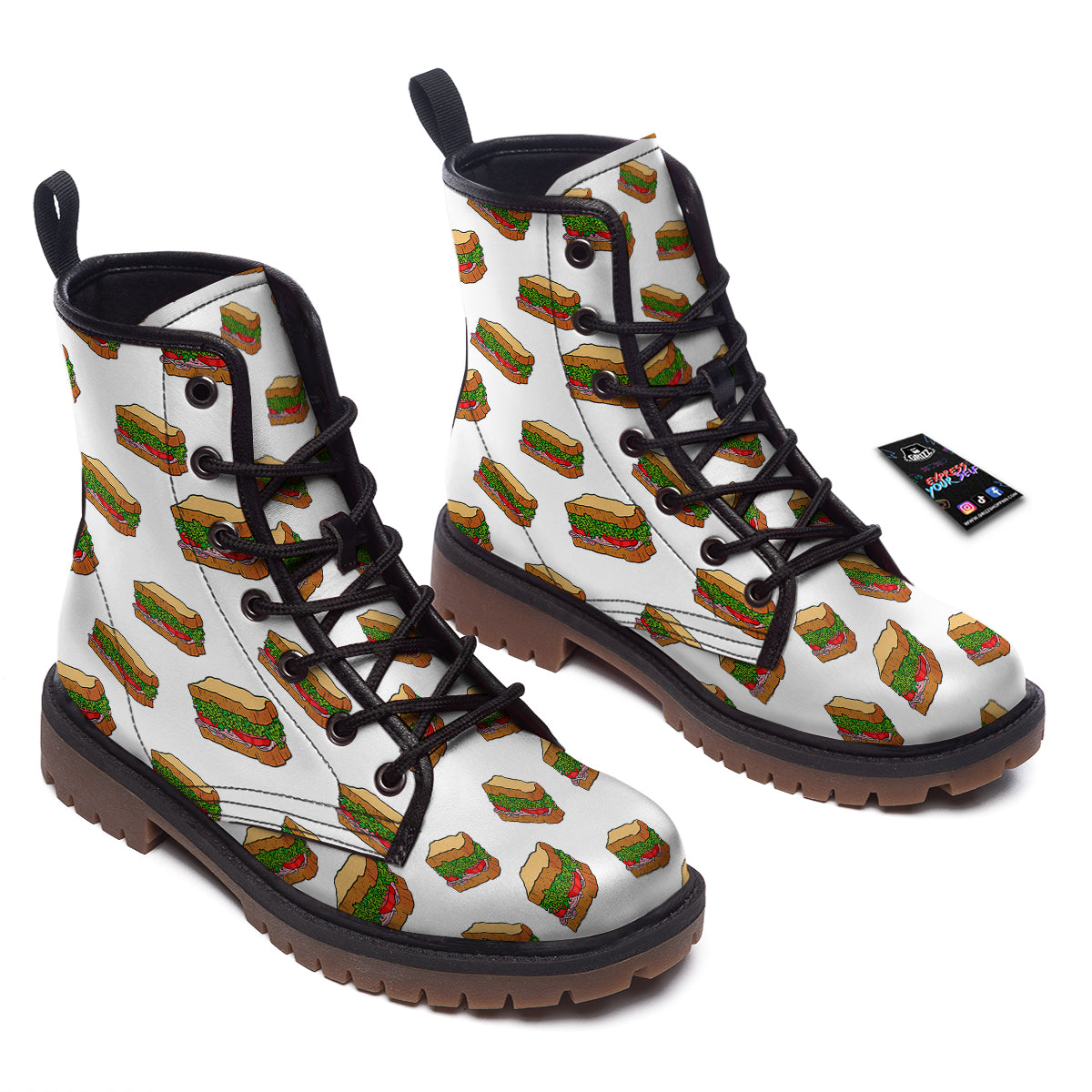 Sandwiches White Print Pattern Work Boots-grizzshop