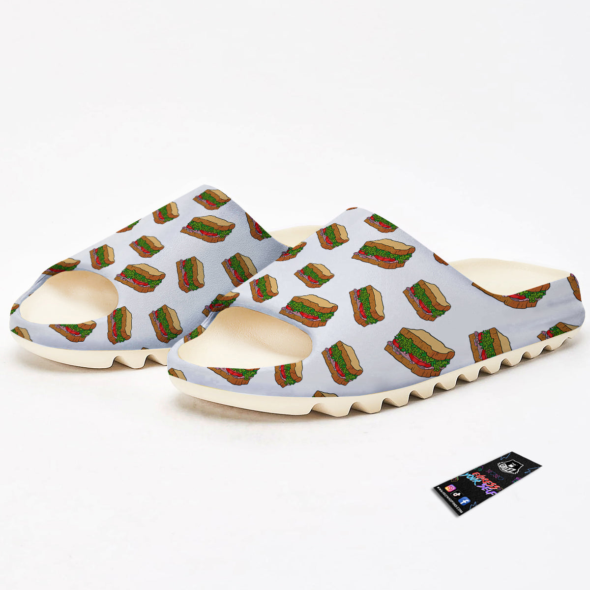 Sandwiches White Print Pattern Sandals-grizzshop