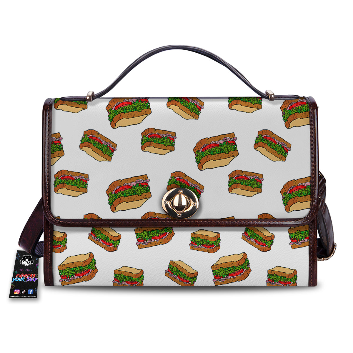 Sandwiches White Print Pattern Women's Satchel Bag
