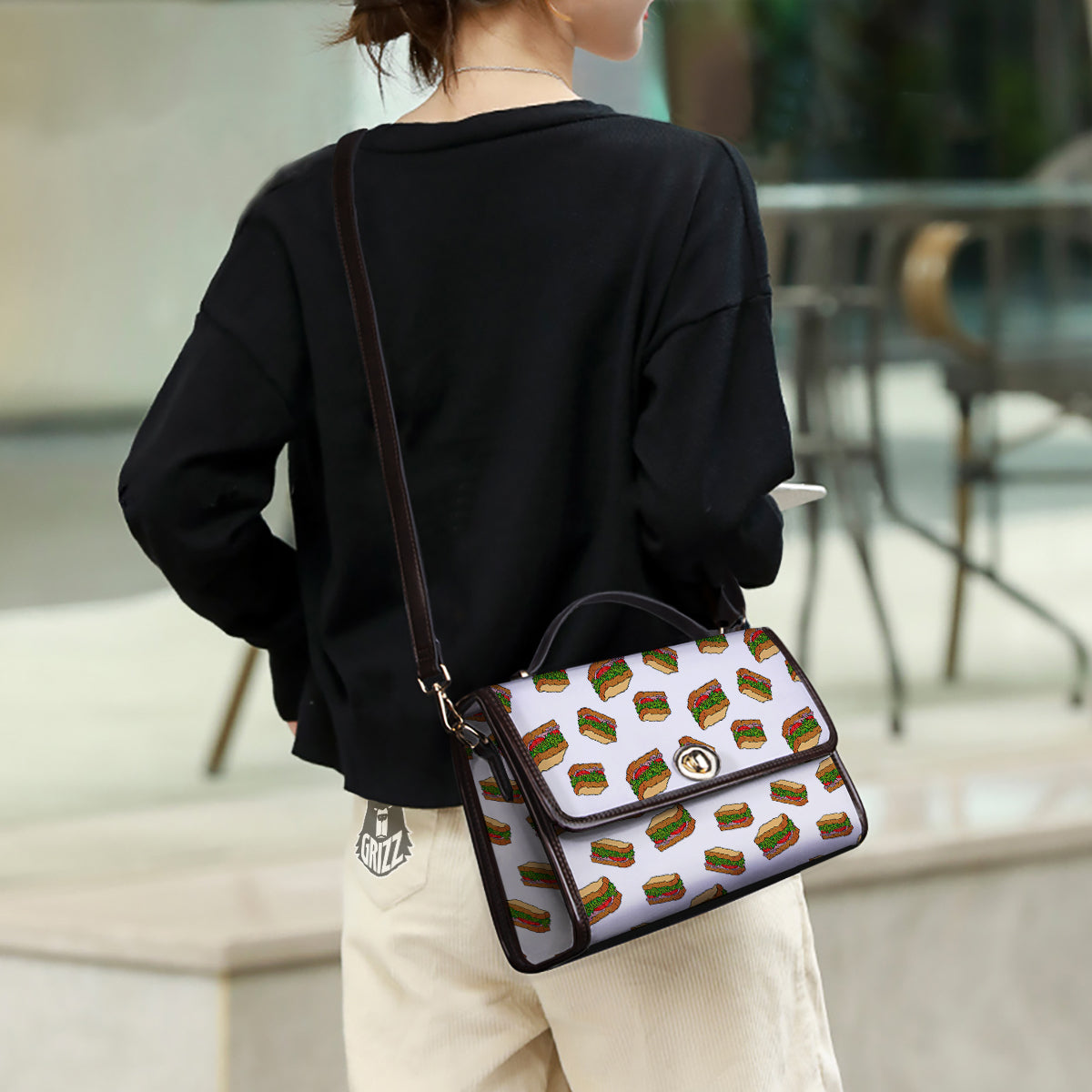 Sandwiches White Print Pattern Women's Satchel Bag