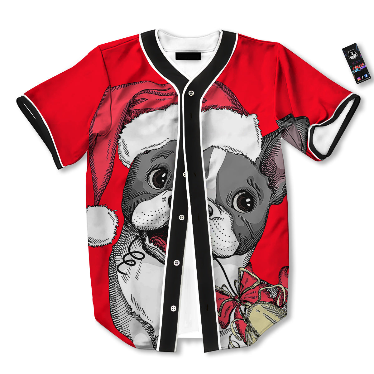 Santa Christmas French Bulldog Print Baseball Jersey-grizzshop