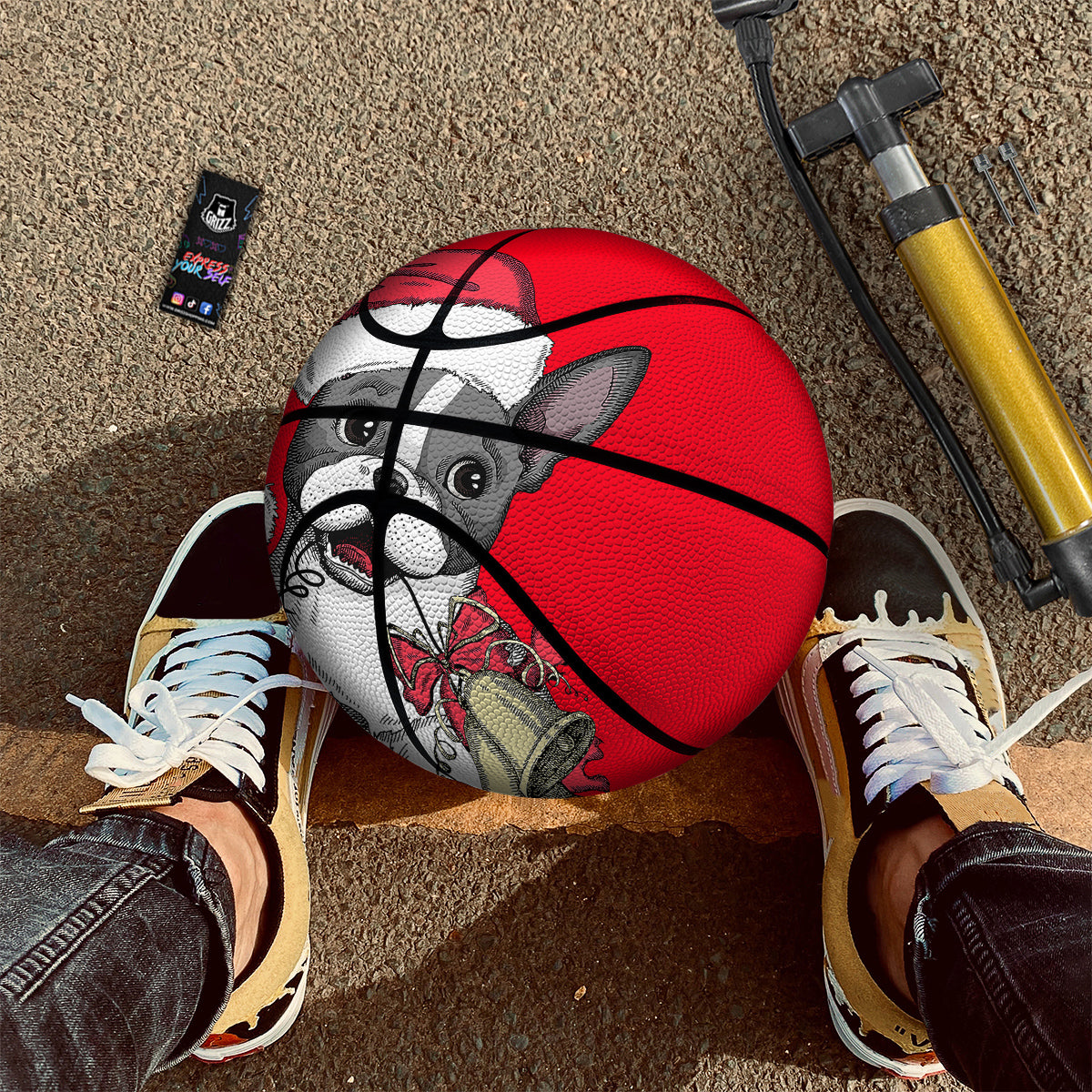 Santa Christmas French Bulldog Print Basketball-grizzshop