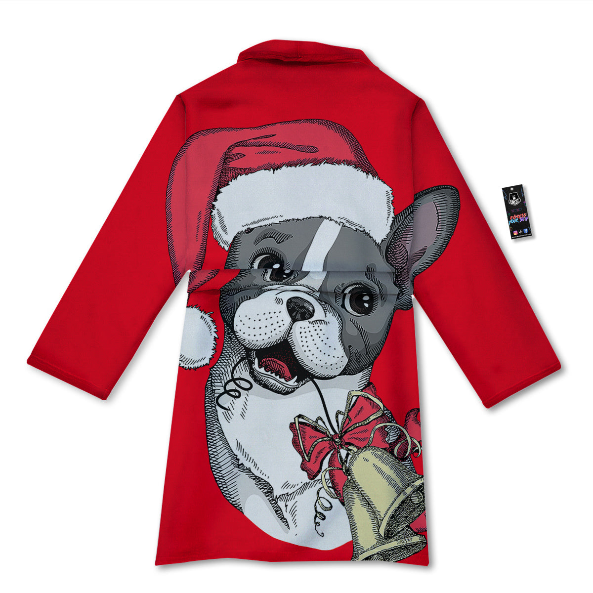 Santa Christmas French Bulldog Print Bathrobe-grizzshop