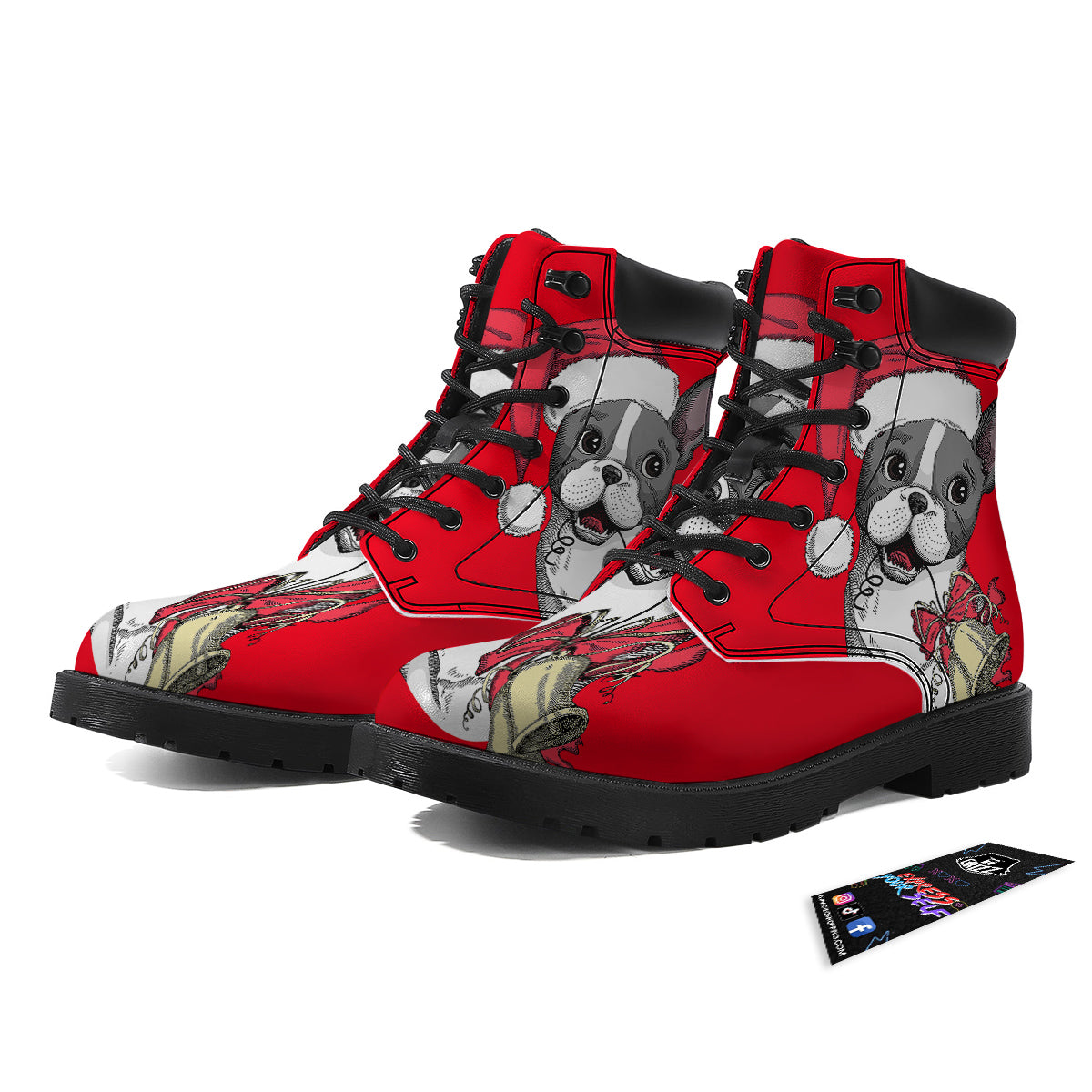 Santa Christmas French Bulldog Print Boots-grizzshop