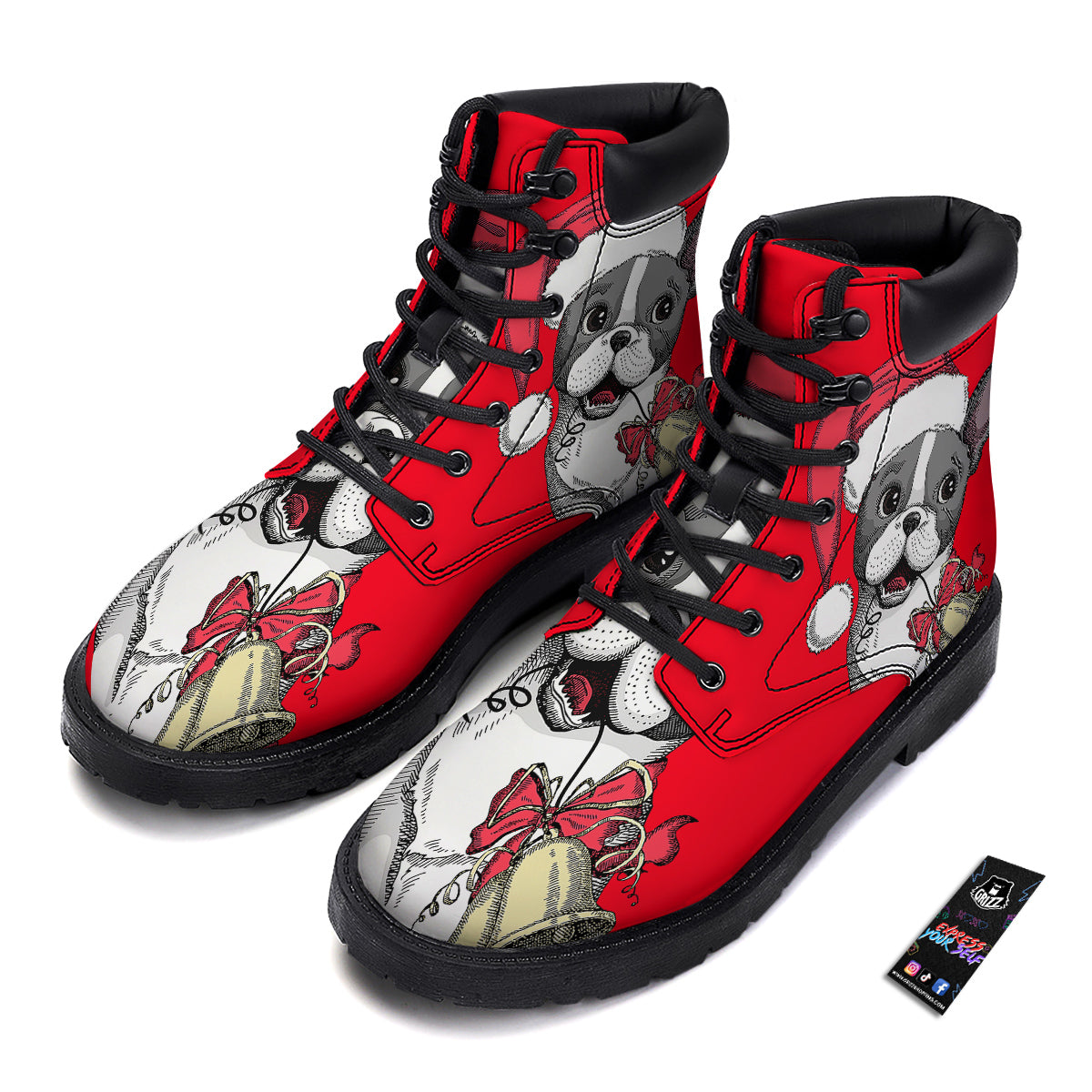 Santa Christmas French Bulldog Print Boots-grizzshop