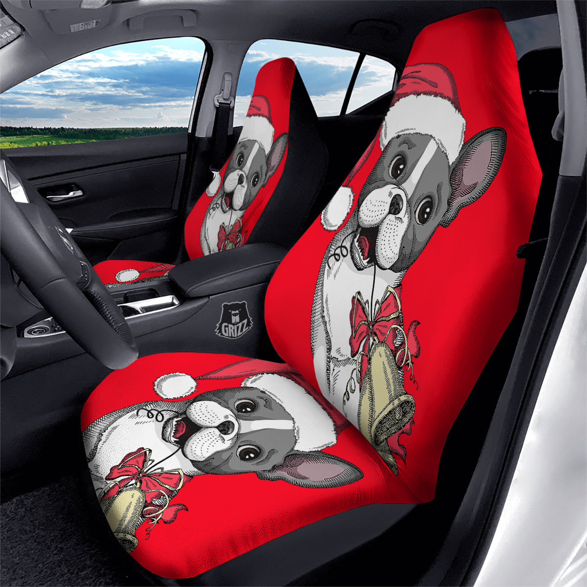 Santa Christmas French Bulldog Print Car Seat Covers-grizzshop