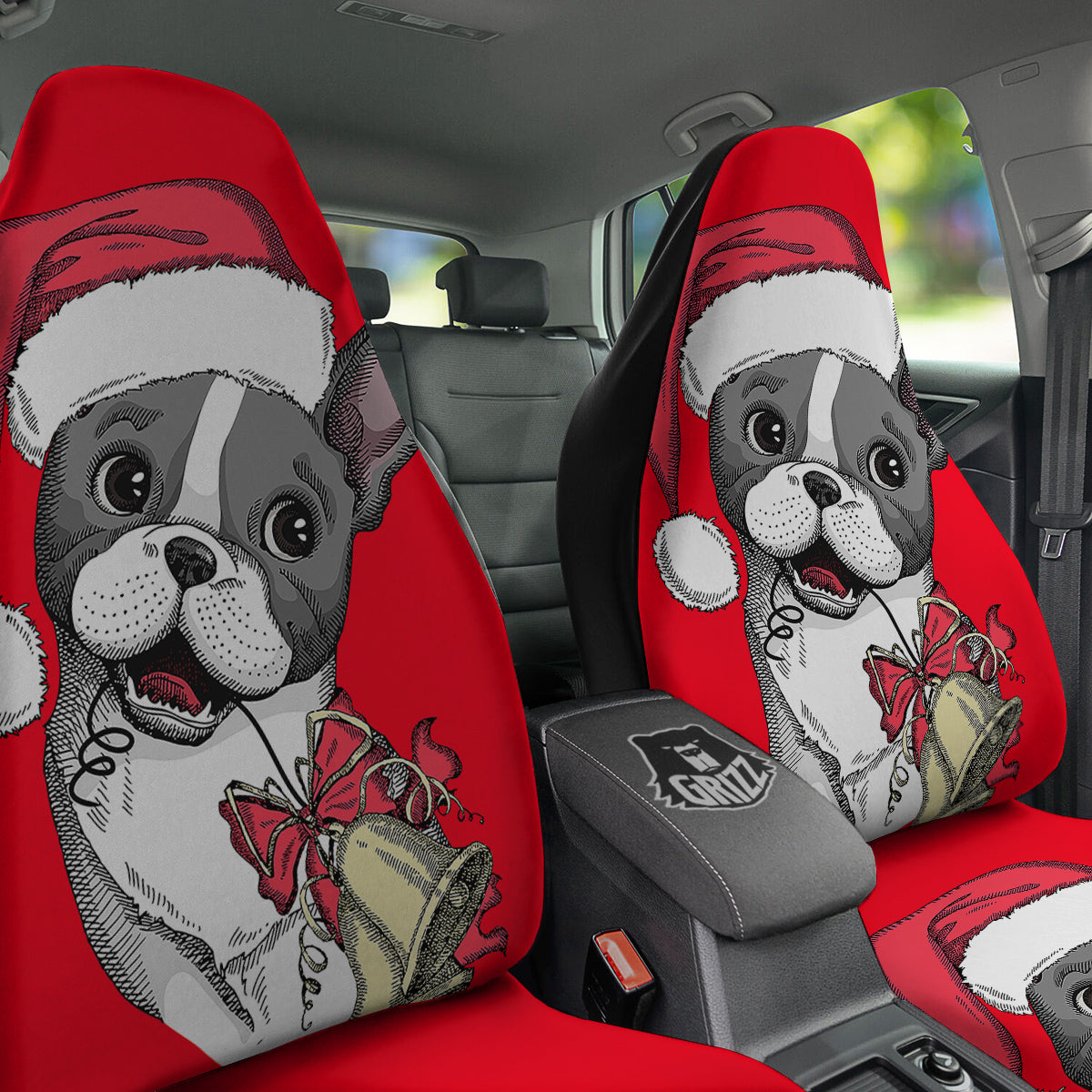 Santa Christmas French Bulldog Print Car Seat Covers-grizzshop