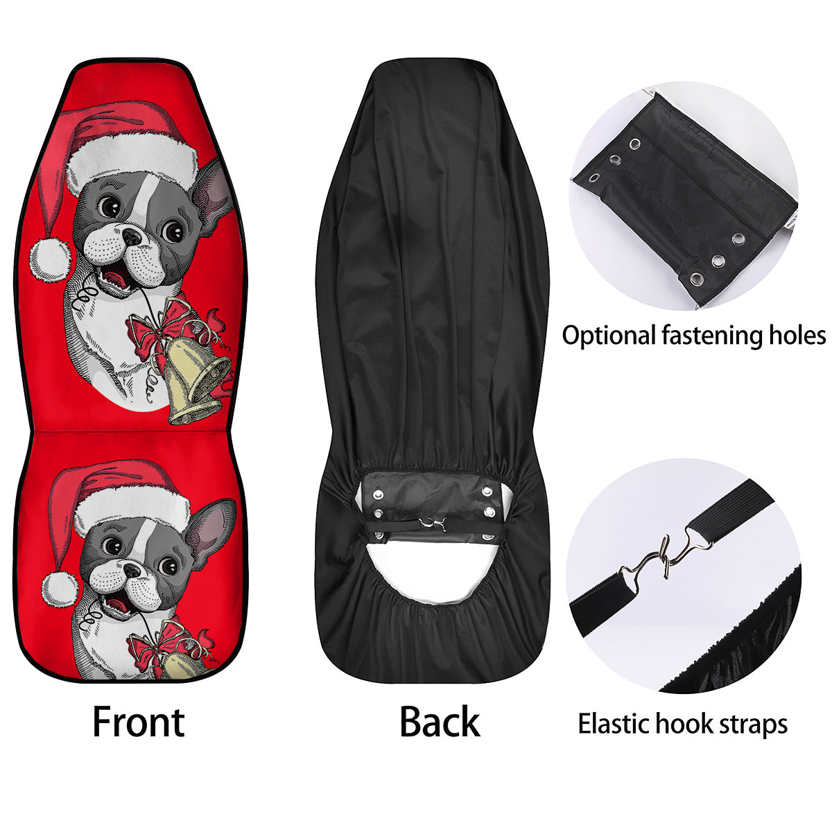 Santa Christmas French Bulldog Print Car Seat Covers-grizzshop
