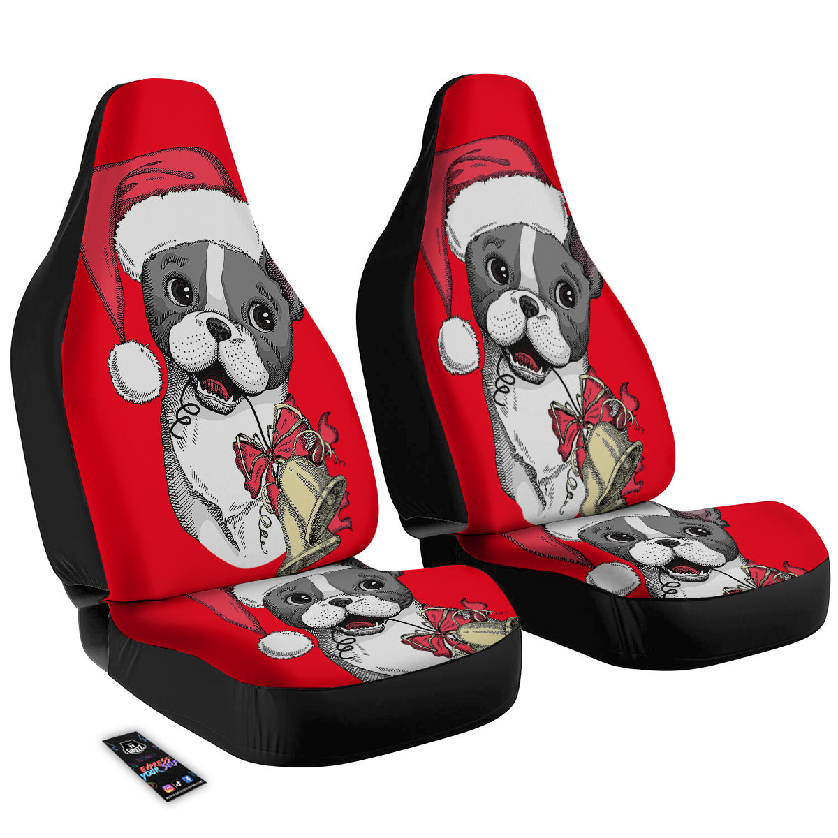 Santa Christmas French Bulldog Print Car Seat Covers-grizzshop
