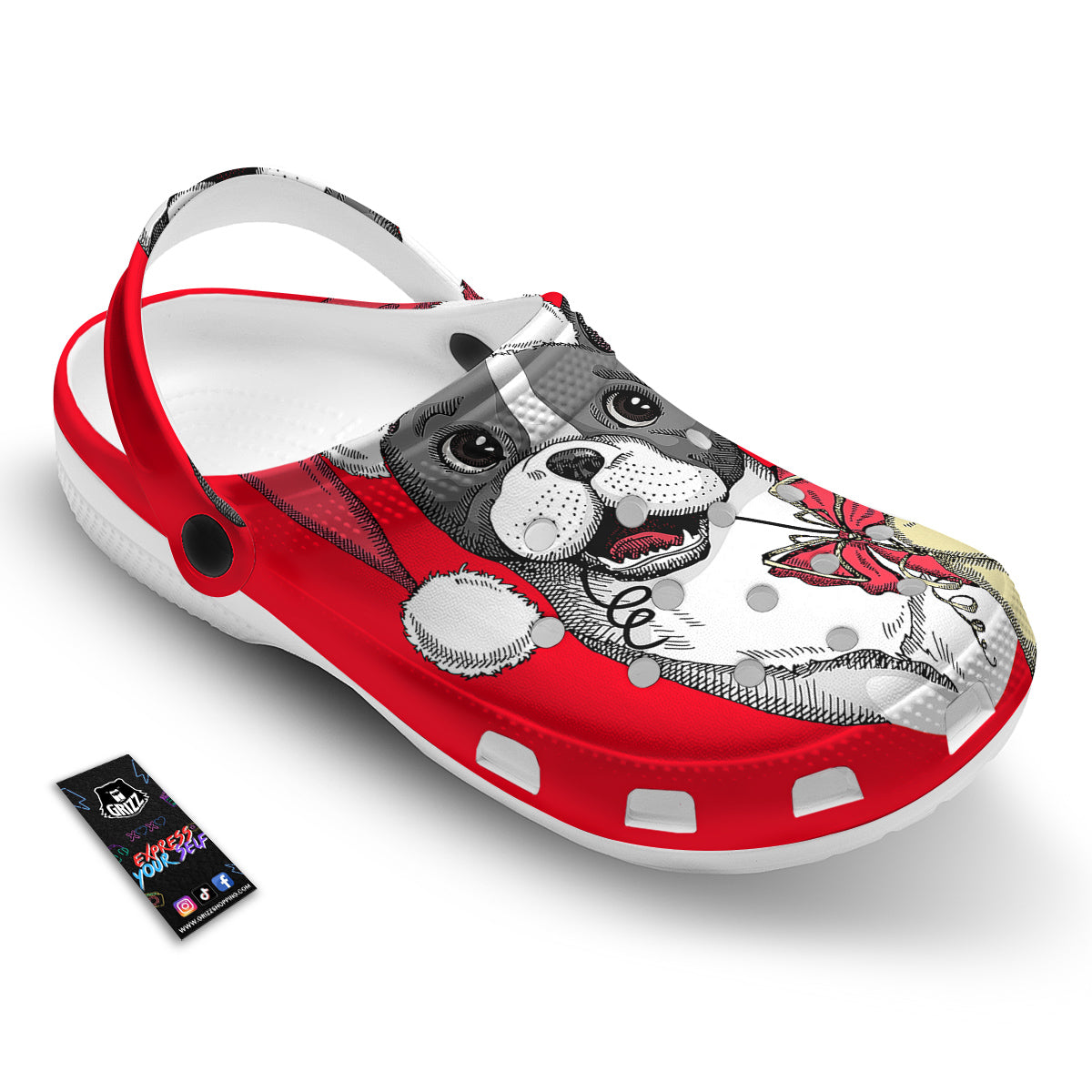 Santa Christmas French Bulldog Print Clog-grizzshop