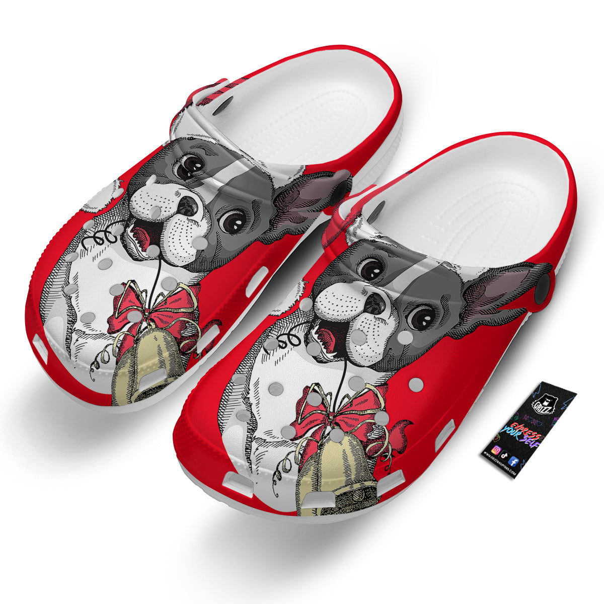 Santa Christmas French Bulldog Print Clog-grizzshop