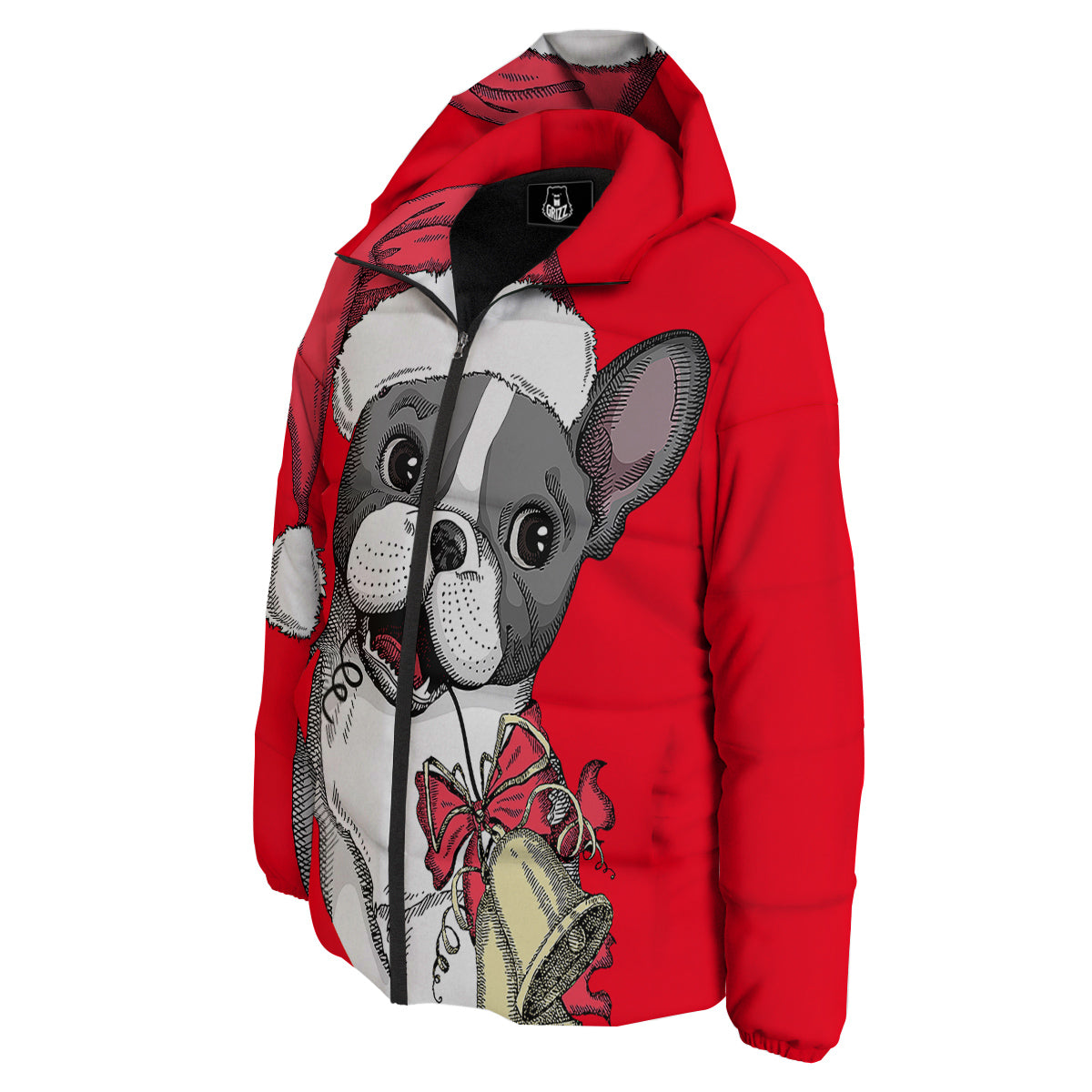 Santa Christmas French Bulldog Print Down Jacket-grizzshop