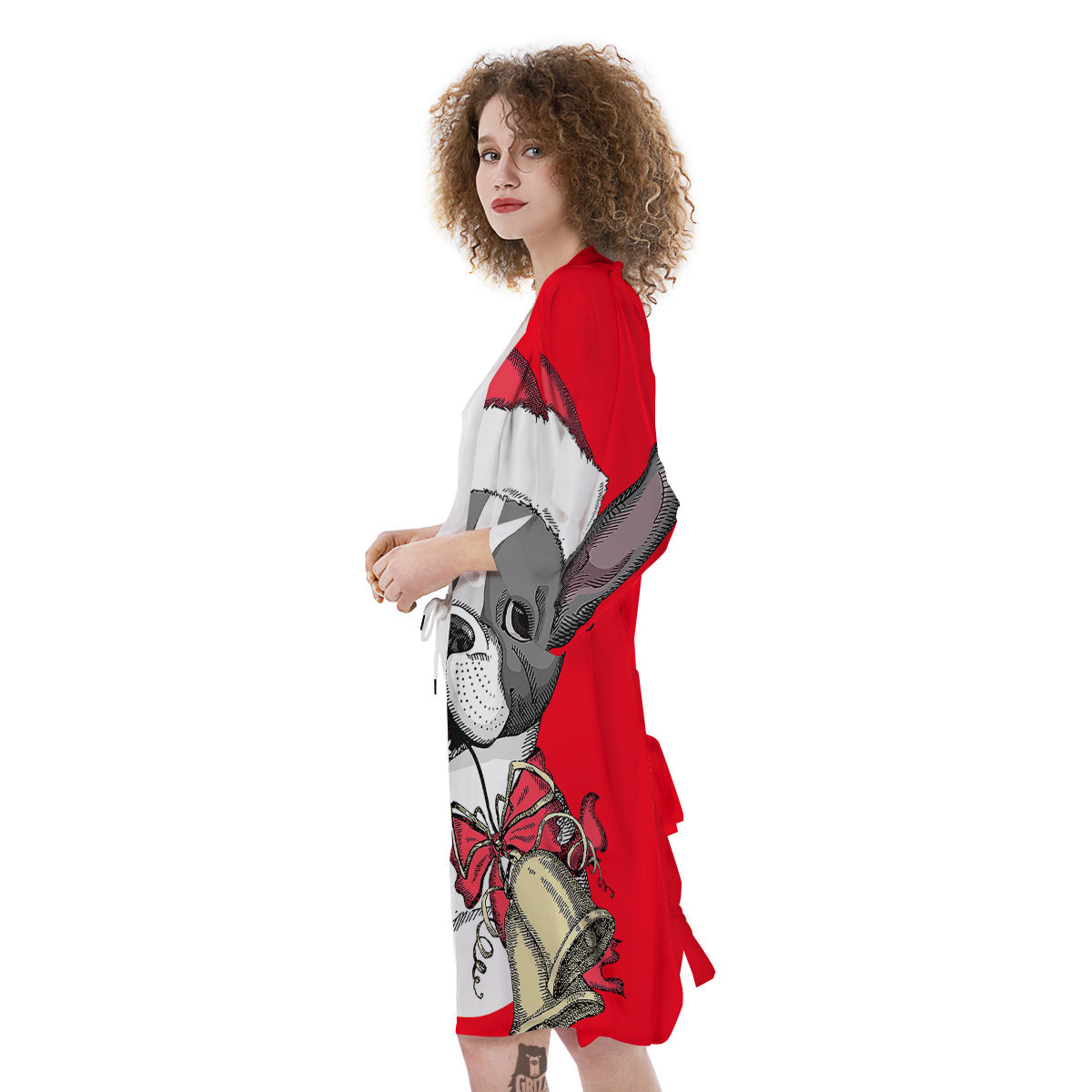 Santa Christmas French Bulldog Print Kimono-grizzshop