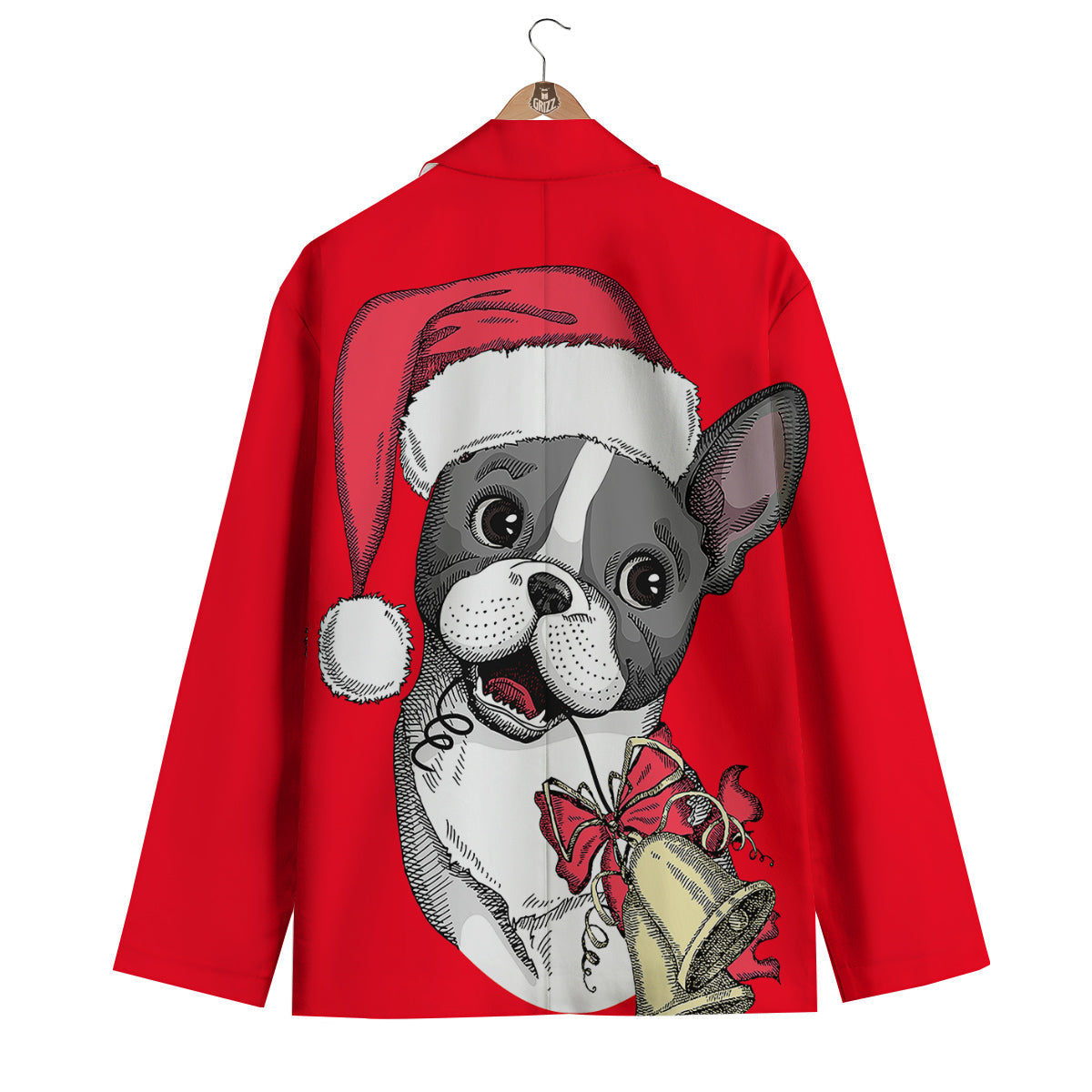 Santa Christmas French Bulldog Print Men's Blazer-grizzshop