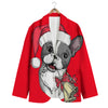 Santa Christmas French Bulldog Print Men's Blazer-grizzshop