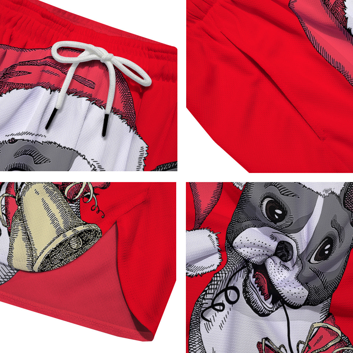 Santa Christmas French Bulldog Print Men's Running Shorts-grizzshop
