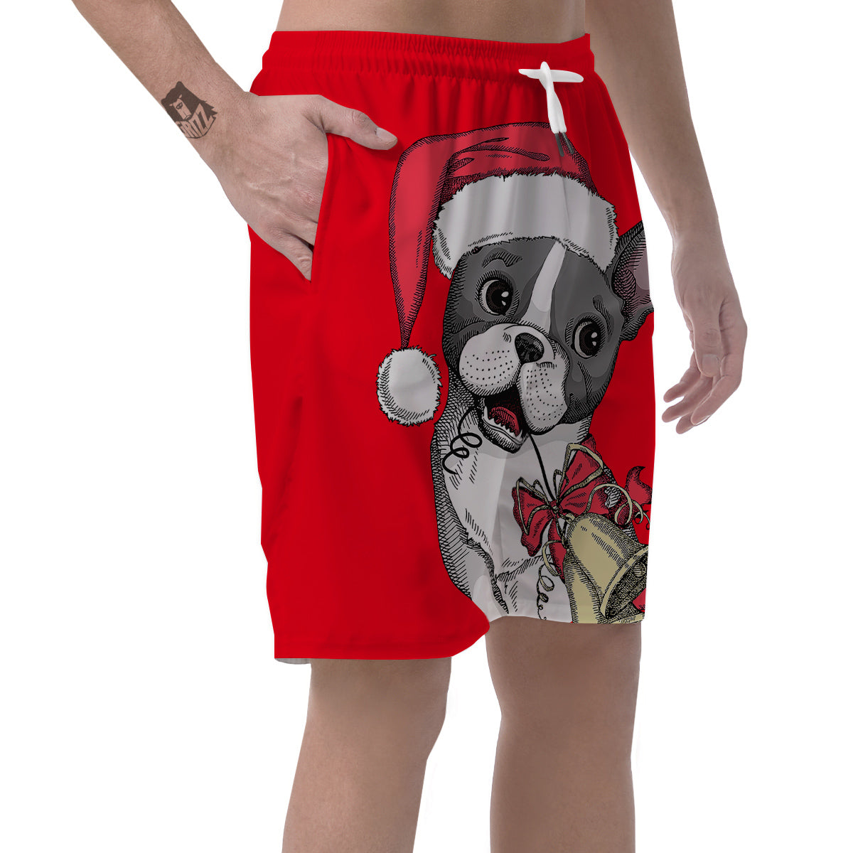 Santa Christmas French Bulldog Print Men's Shorts-grizzshop