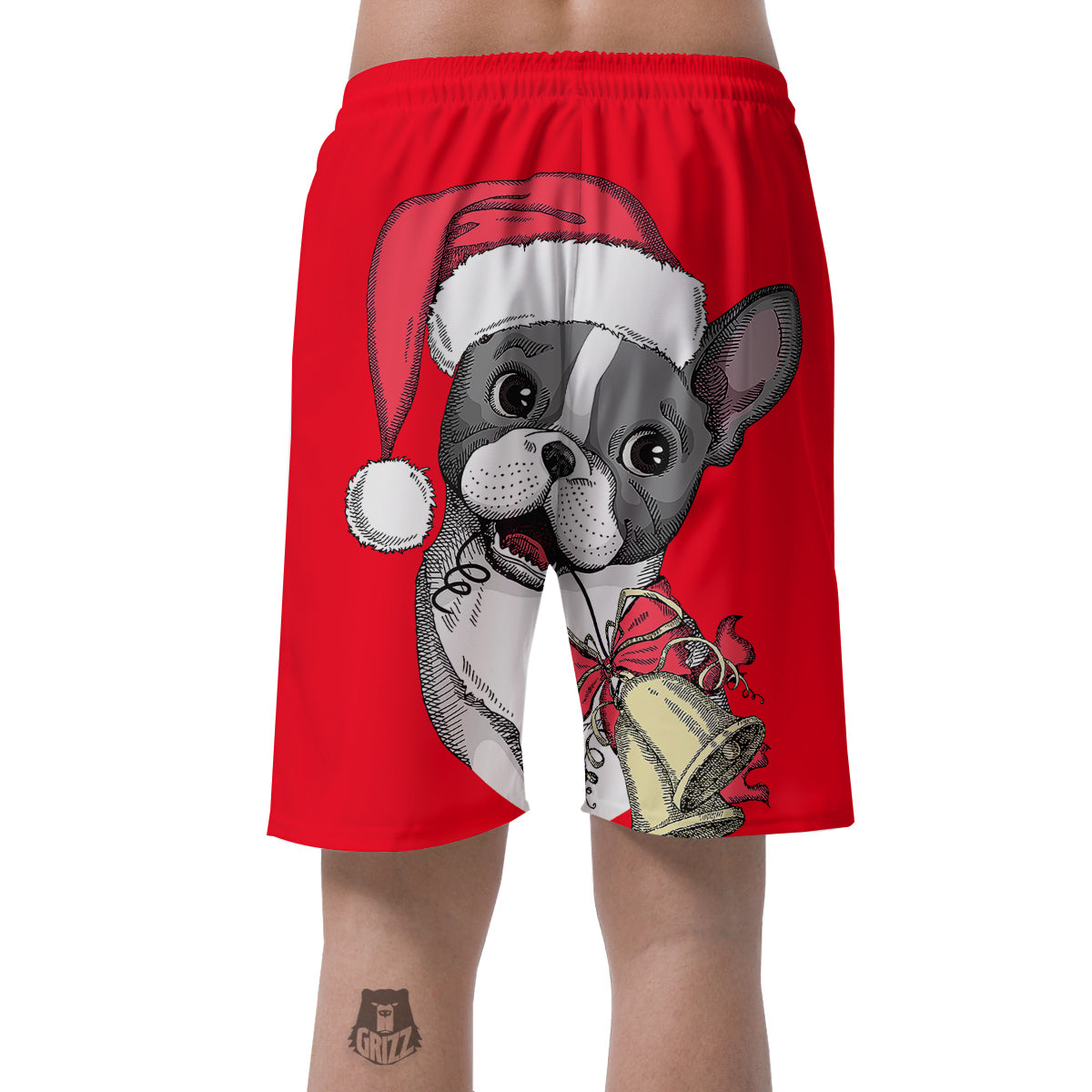 Santa Christmas French Bulldog Print Men's Shorts-grizzshop