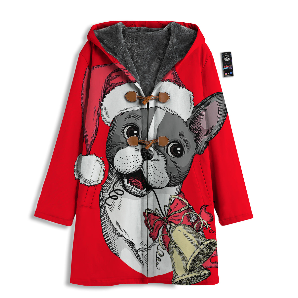 Santa Christmas French Bulldog Print Men's Windbreaker Jacket-grizzshop