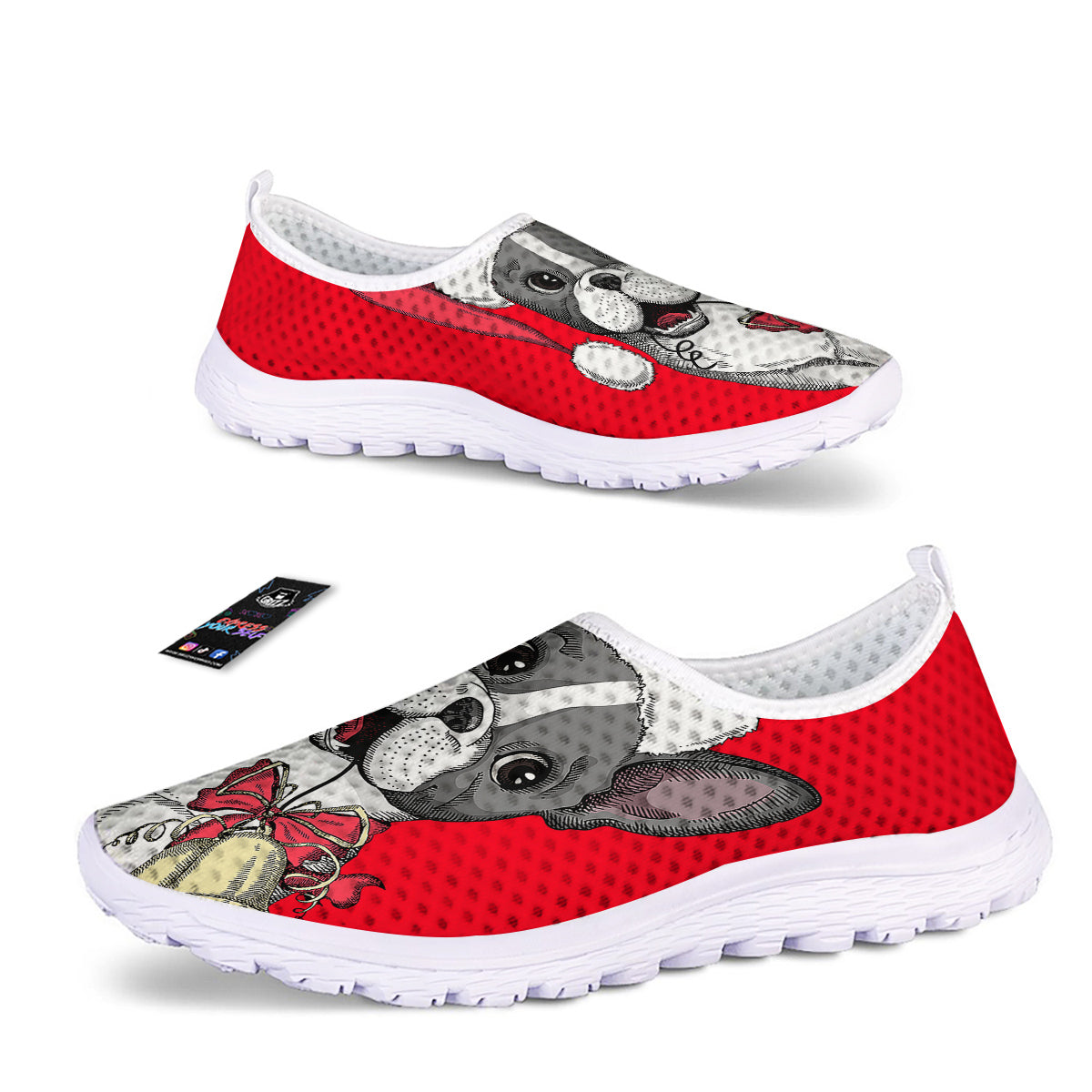 Santa Christmas French Bulldog Print Nurse Shoes-grizzshop