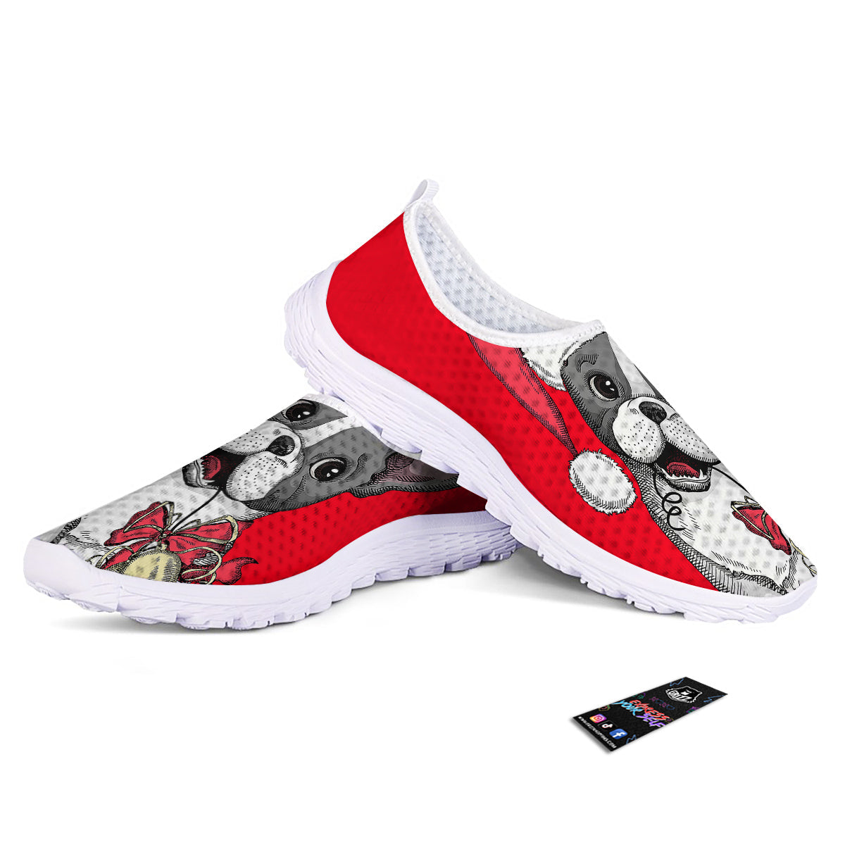 Santa Christmas French Bulldog Print Nurse Shoes-grizzshop