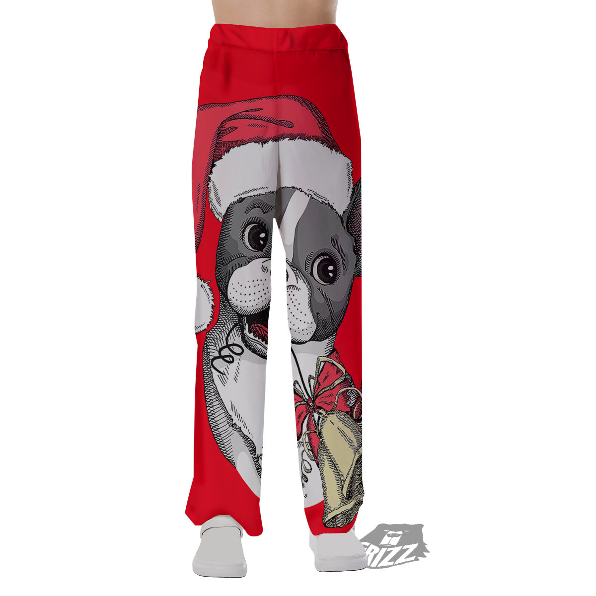 Santa Christmas French Bulldog Print Pajama Pants-grizzshop
