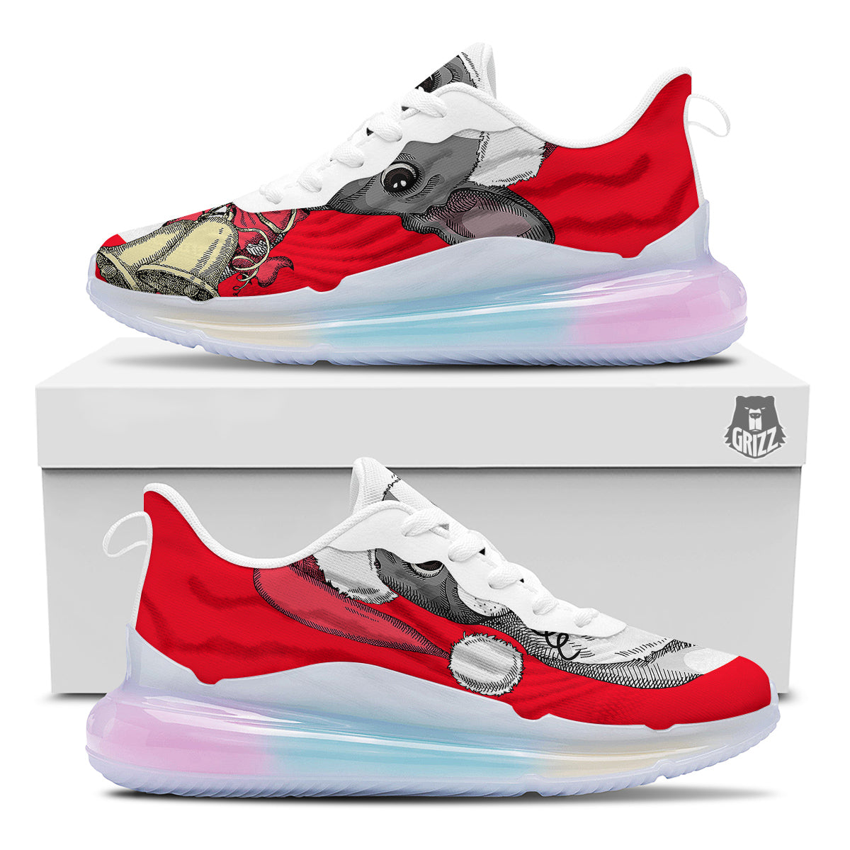 Santa Christmas French Bulldog Print Running Sneakers-grizzshop