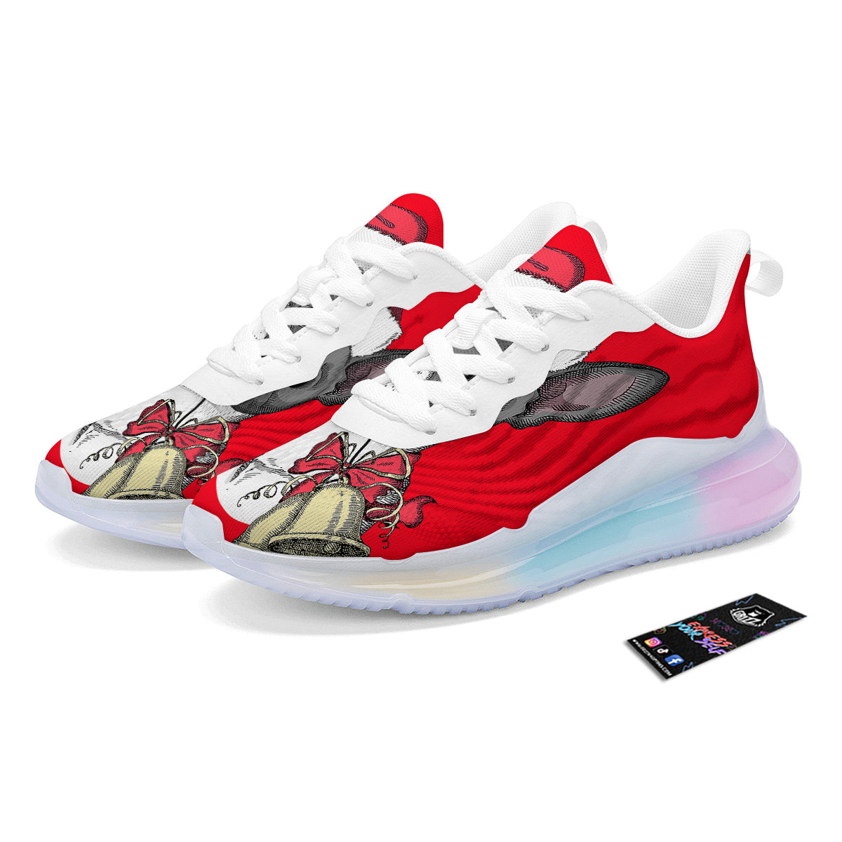 Santa Christmas French Bulldog Print Running Sneakers-grizzshop