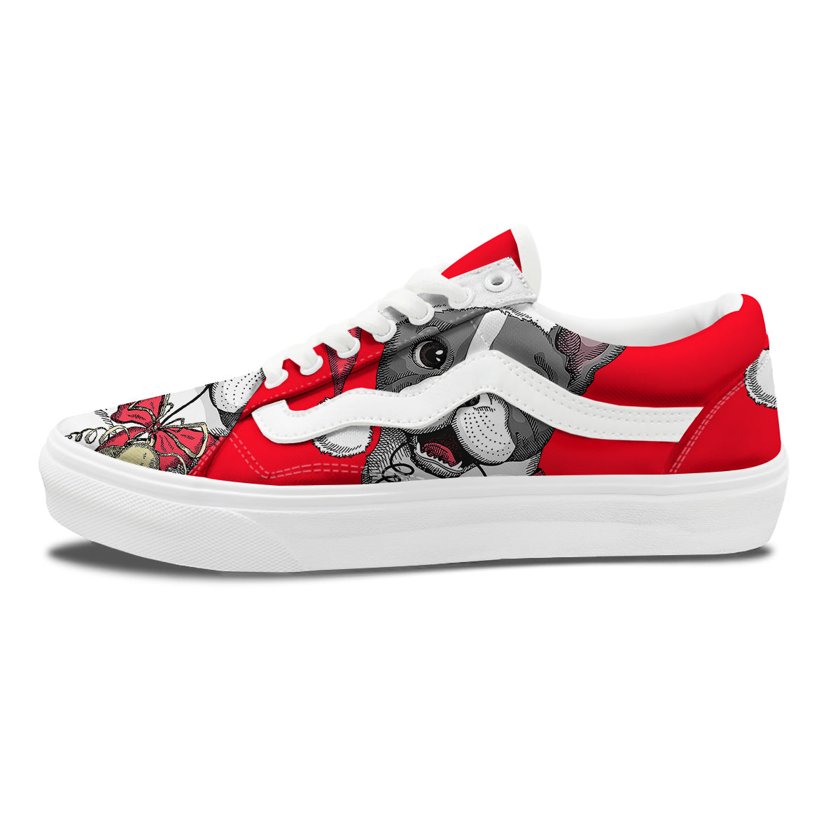 Santa Christmas French Bulldog Print Skate Shoes-grizzshop