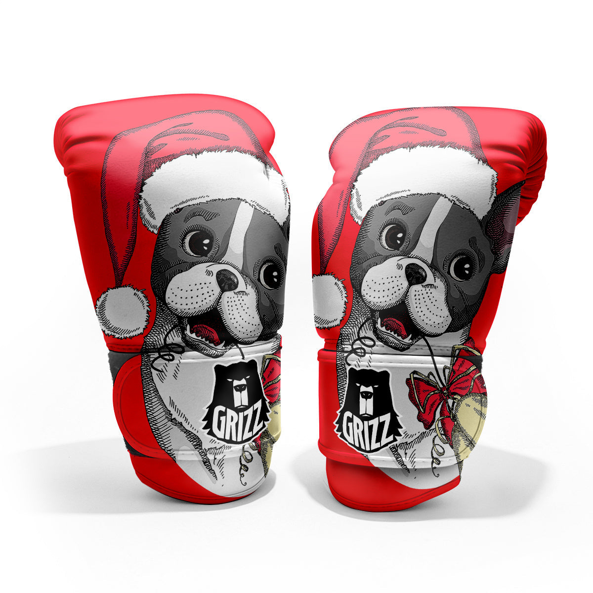Santa Christmas French Bulldog Print Pro Boxing Glove