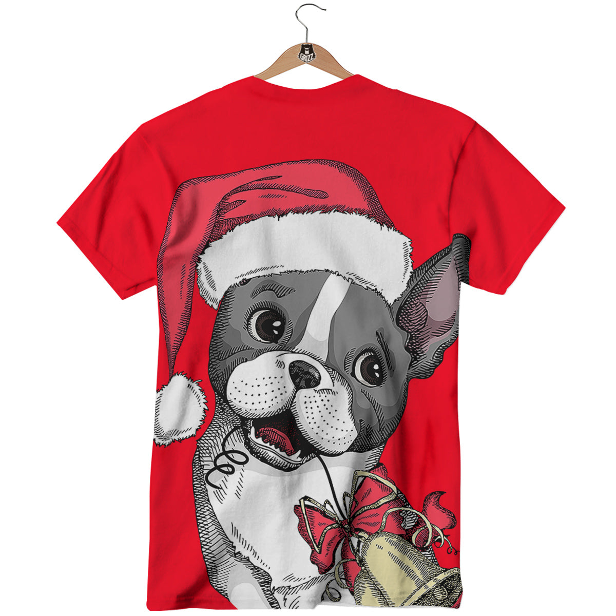 Santa Christmas French Bulldog Print T-Shirt-grizzshop