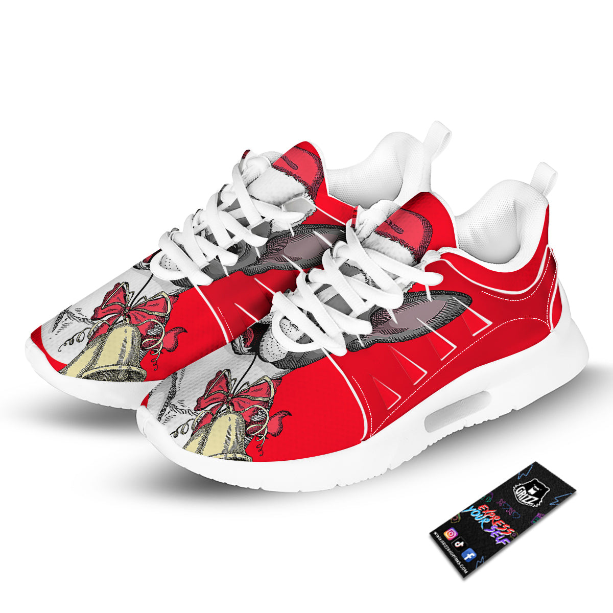 Santa Christmas French Bulldog Print Tennis Shoes-grizzshop