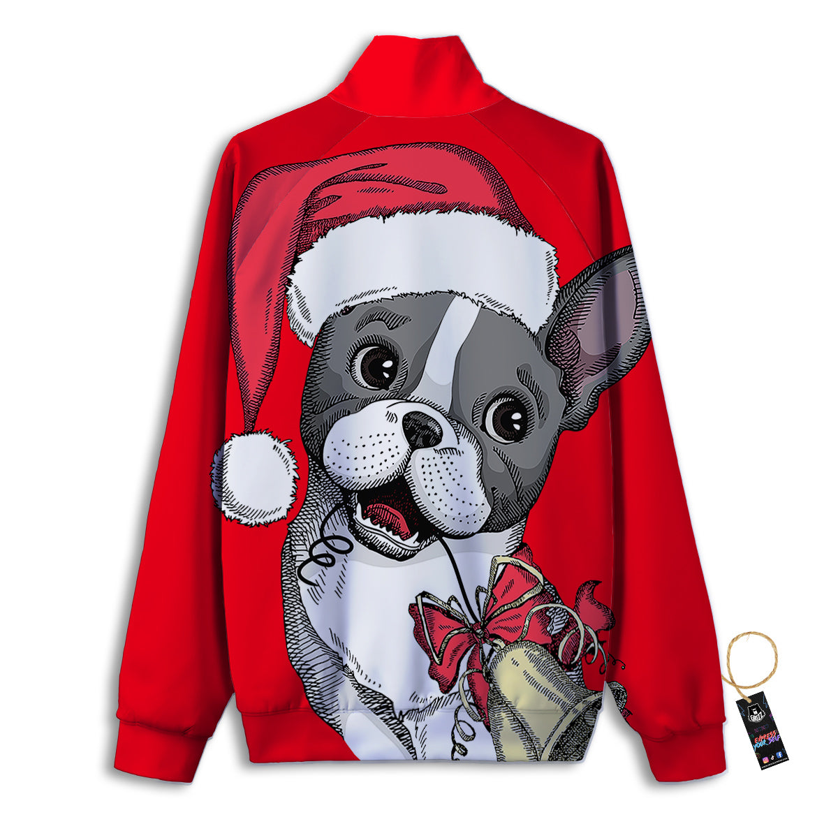 Santa Christmas French Bulldog Print Track Jacket-grizzshop