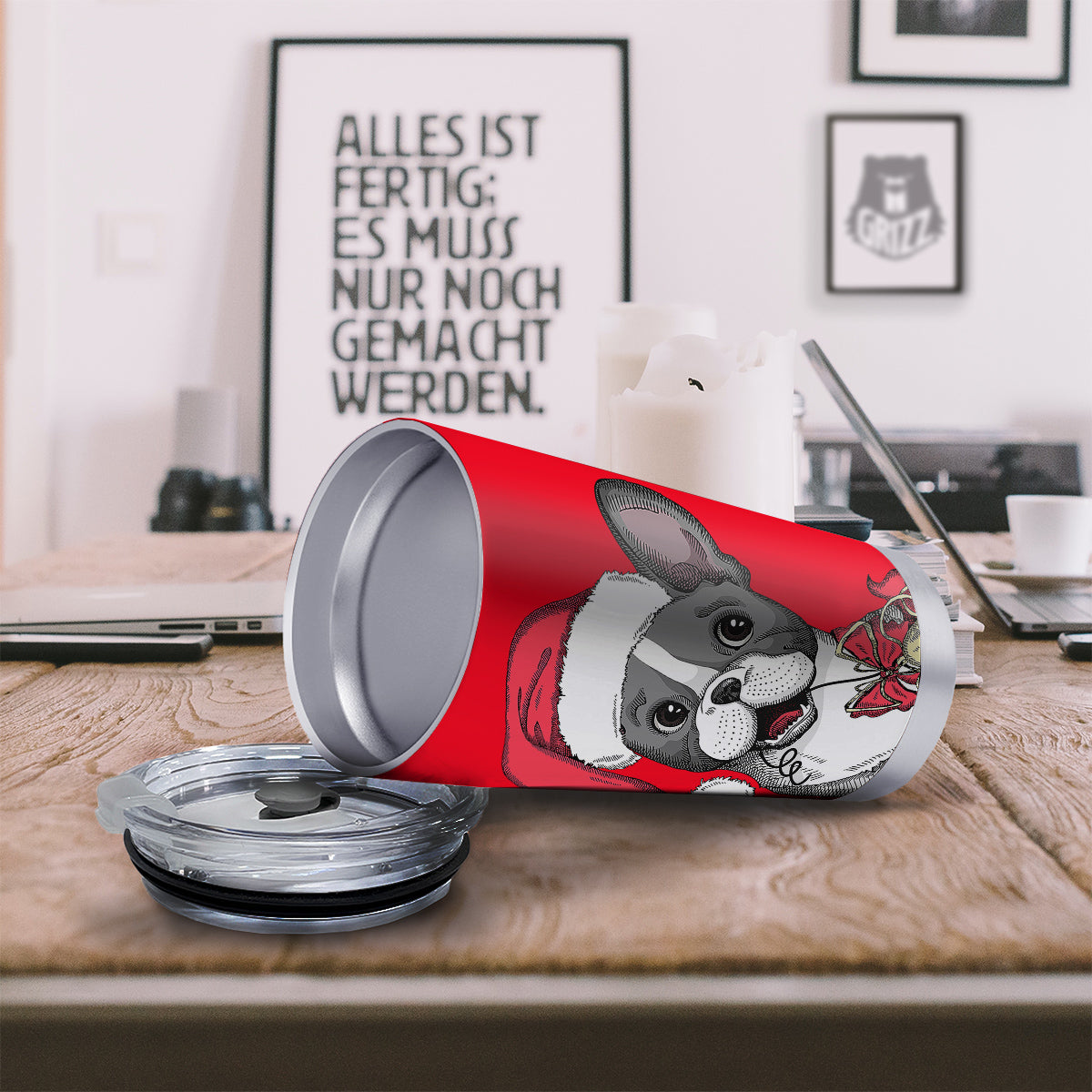 Santa Christmas French Bulldog Print Tumbler-grizzshop