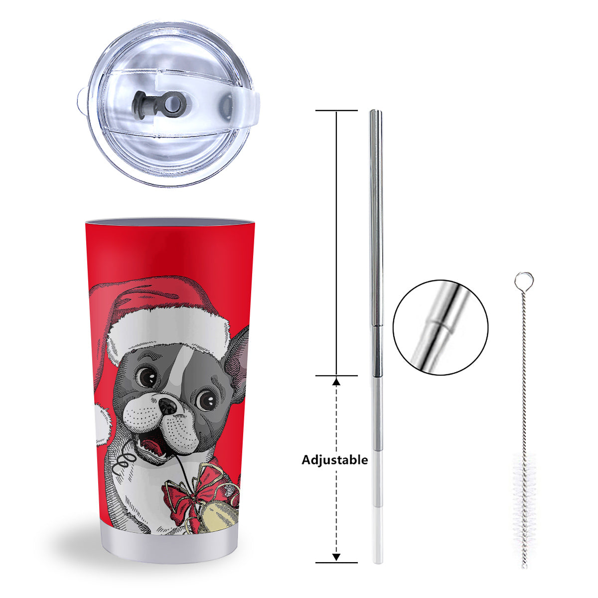 Santa Christmas French Bulldog Print Tumbler-grizzshop