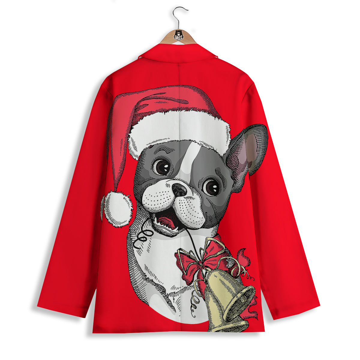 Santa Christmas French Bulldog Print Women's Blazer-grizzshop