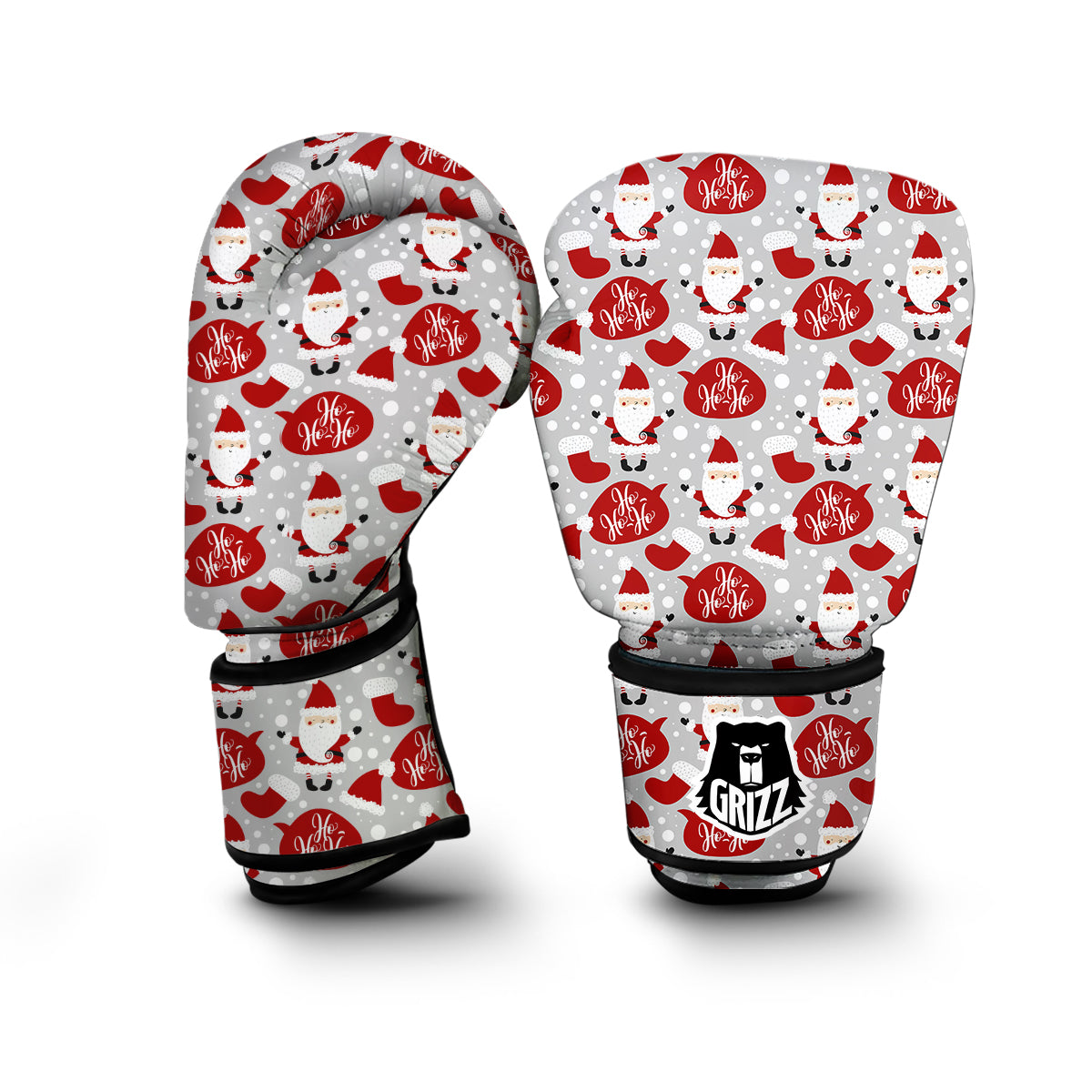 Santa Christmas HOHO Print Pattern Boxing Gloves-grizzshop