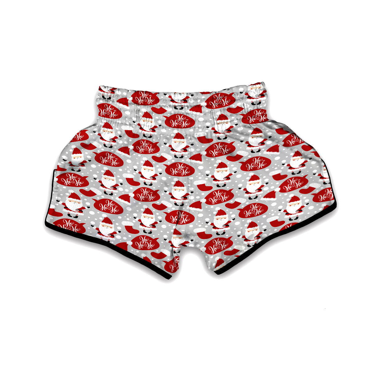 Santa Christmas HOHO Print Pattern Muay Thai Boxing Shorts-grizzshop