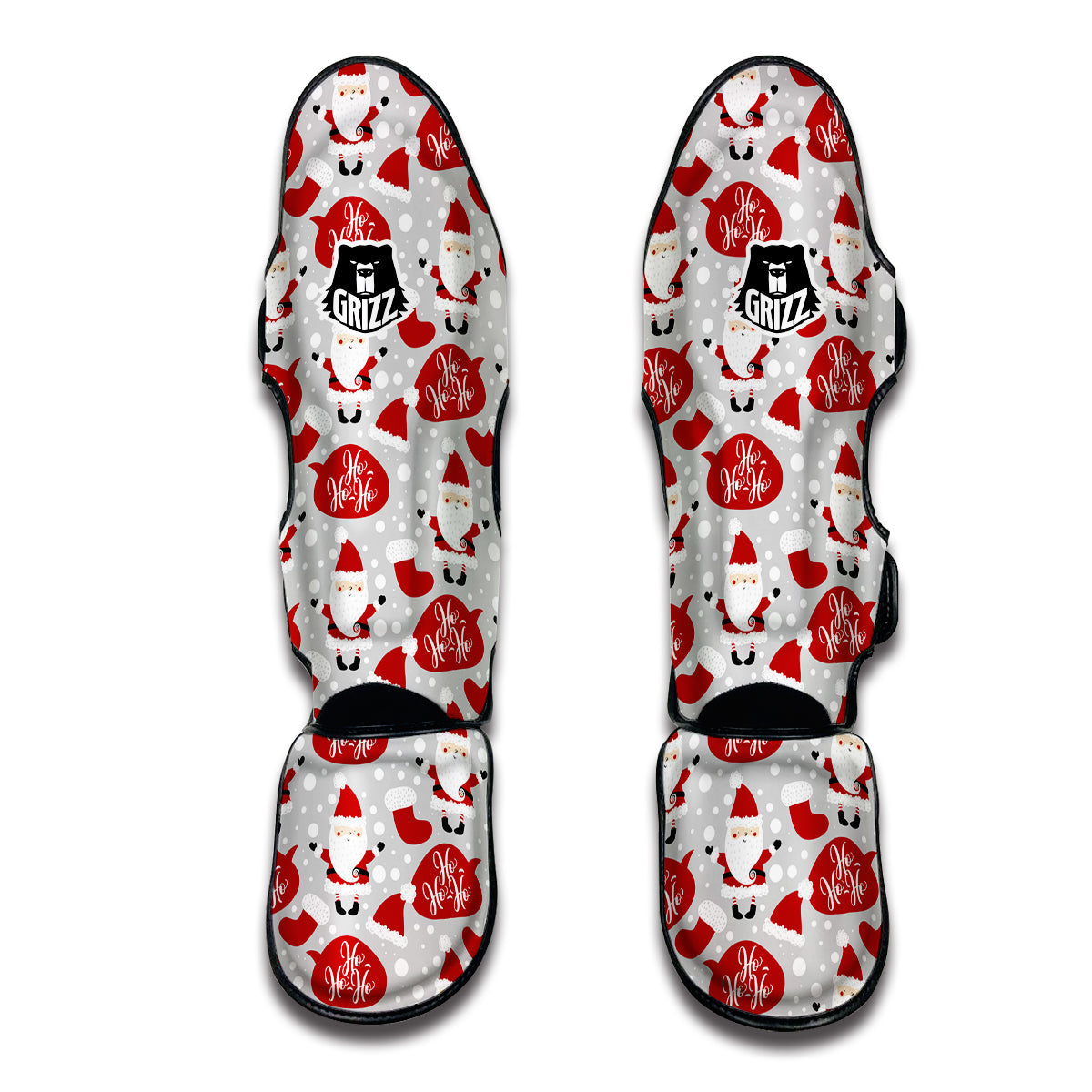 Santa Christmas HOHO Print Pattern Muay Thai Shin Guards-grizzshop