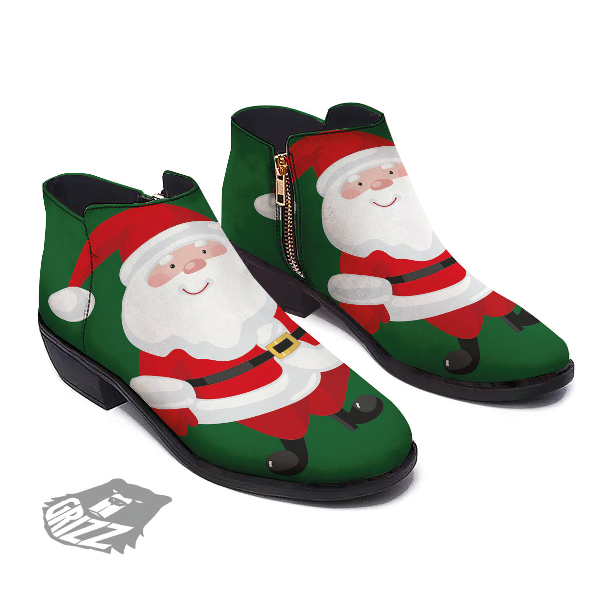 Santa Claus Cartoon Print Ankle Boots-grizzshop