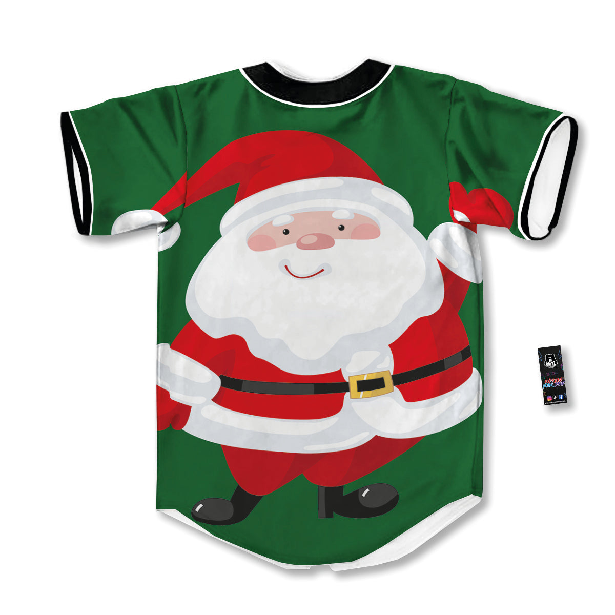 Santa Claus Cartoon Print Baseball Jersey-grizzshop