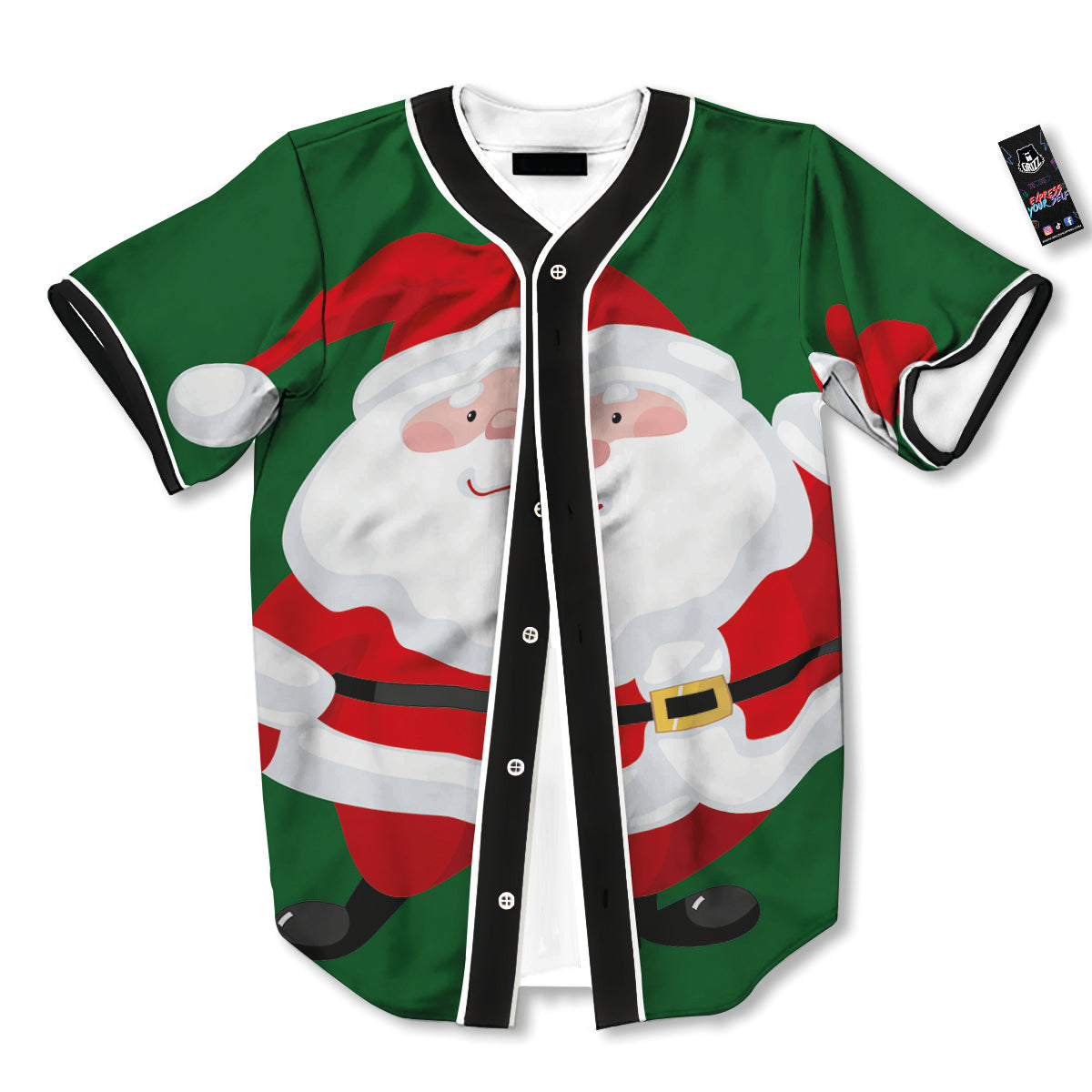 Santa Claus Cartoon Print Baseball Jersey-grizzshop