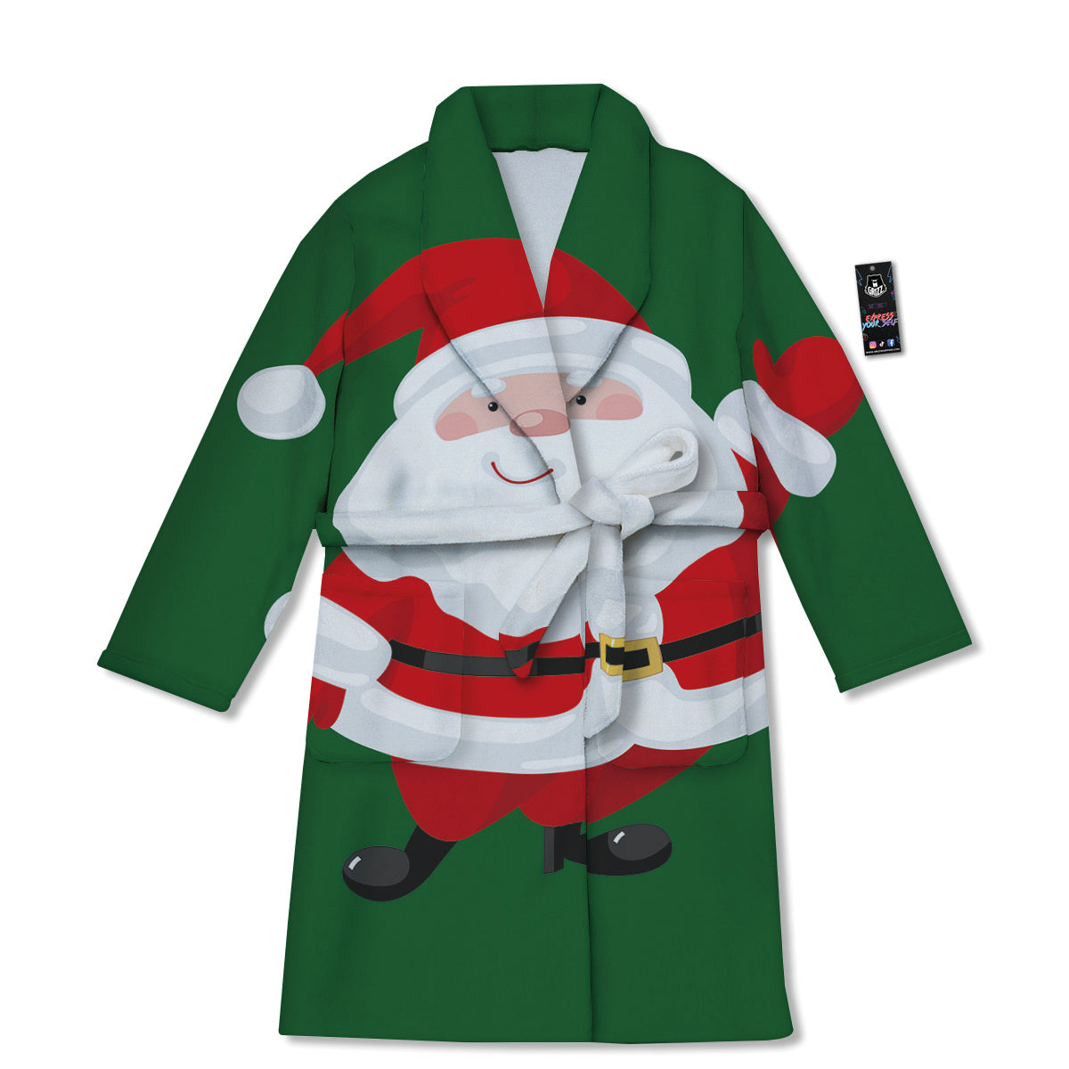 Santa Claus Cartoon Print Bathrobe-grizzshop