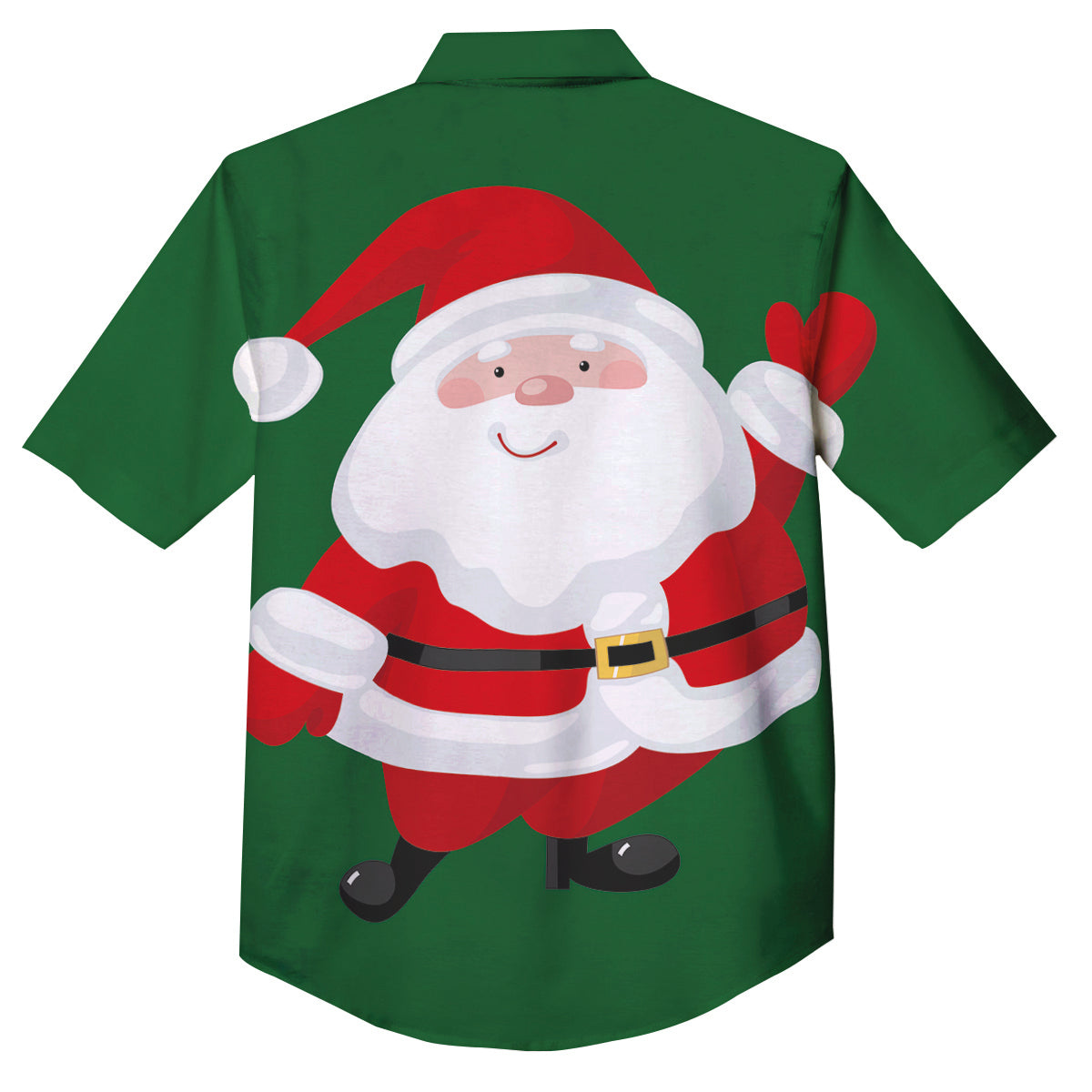 Santa Claus Cartoon Print Button Up Shirt-grizzshop
